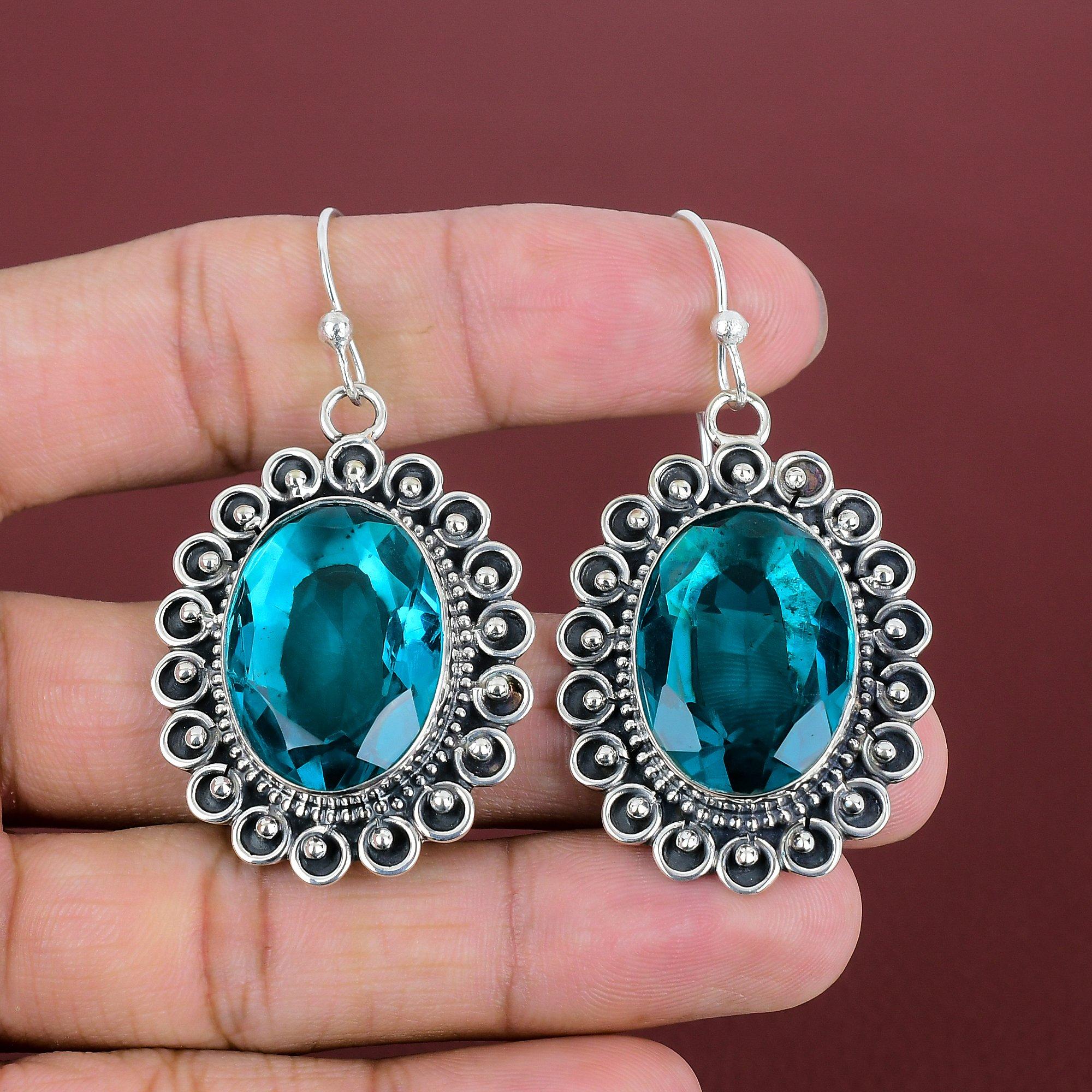 Faceted Indicolite Earring Handmade Jewelry Top Quality Gemstone Earring 925 Sterling Silver Earring Dainty Indicolite Jewelry Gifts For Her