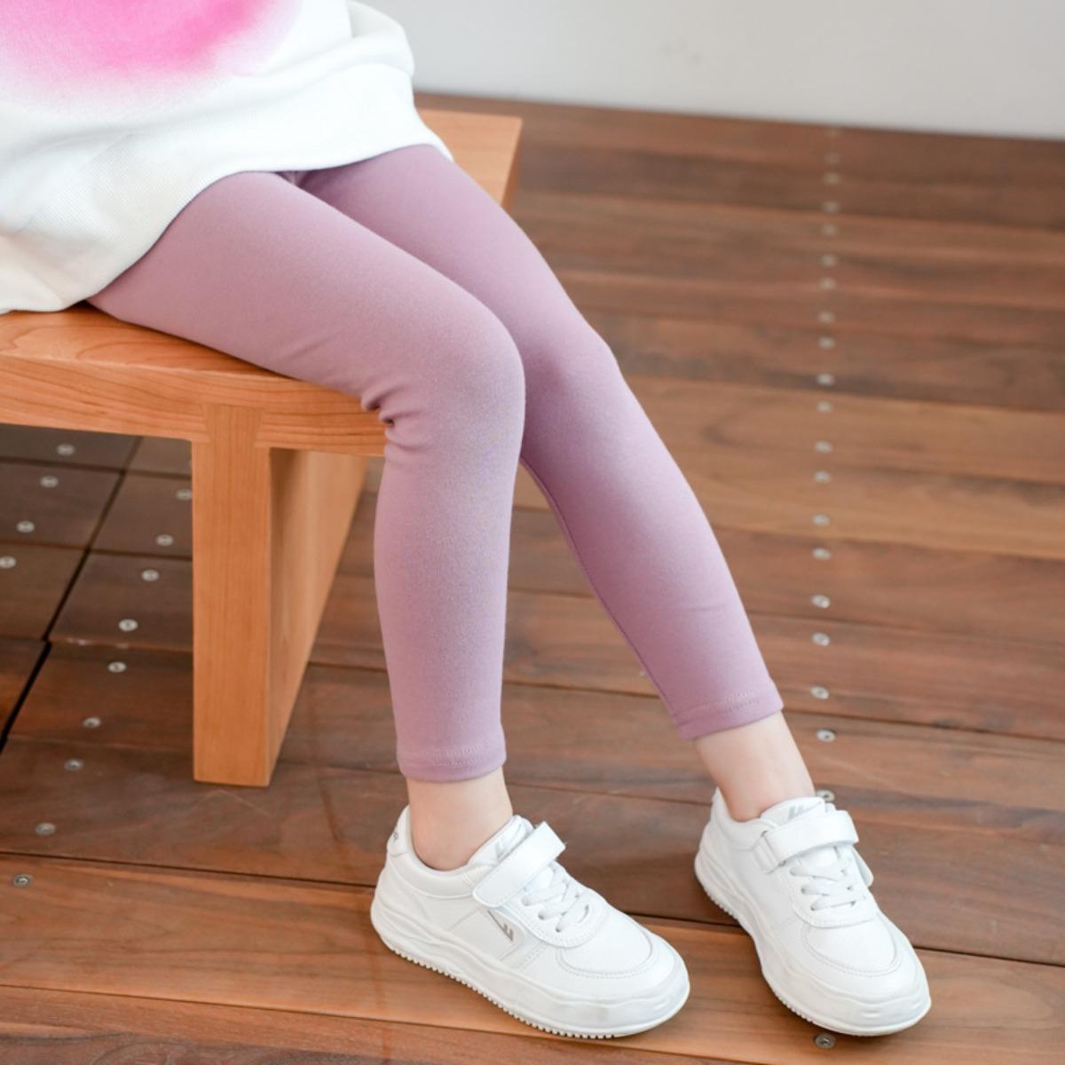 Spring and Autumn Girls' Pants Candy Colored Matte Warm Children's Bottom Pants Cotton Can Be Worn Inside Out Children's Pants