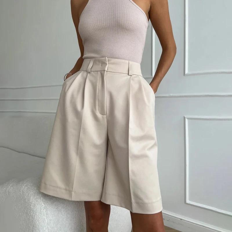 Summer New High Waist Shorts for Women Casual Loose Wide Leg Solid Shorts Female Short Pants Y2k Booty Shorts