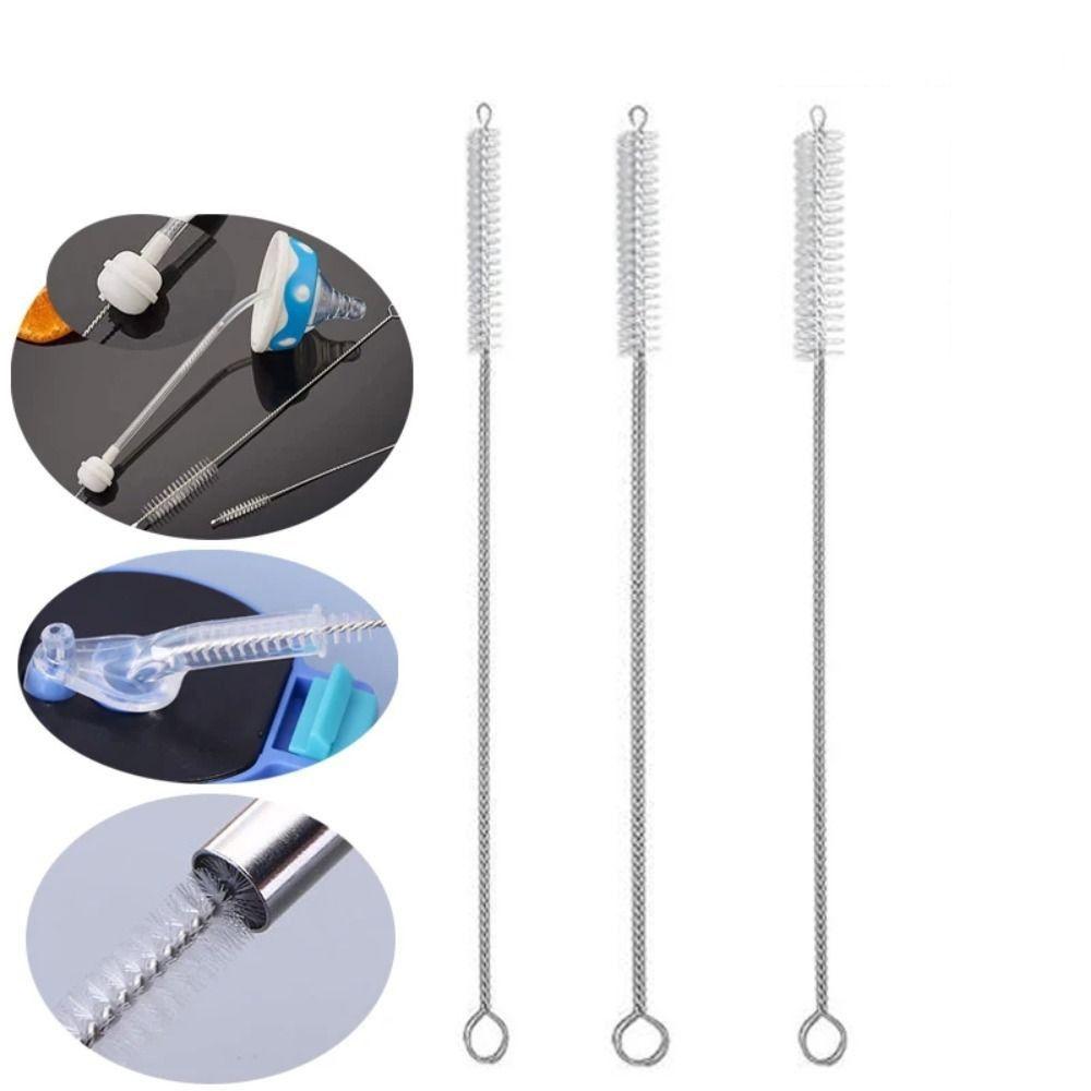 1/5/10Pcs Stainless Soft Hair Suction Glass Tube Cleaner Brushes Tools Fish Tank Straw Bottle Cleaning Brush