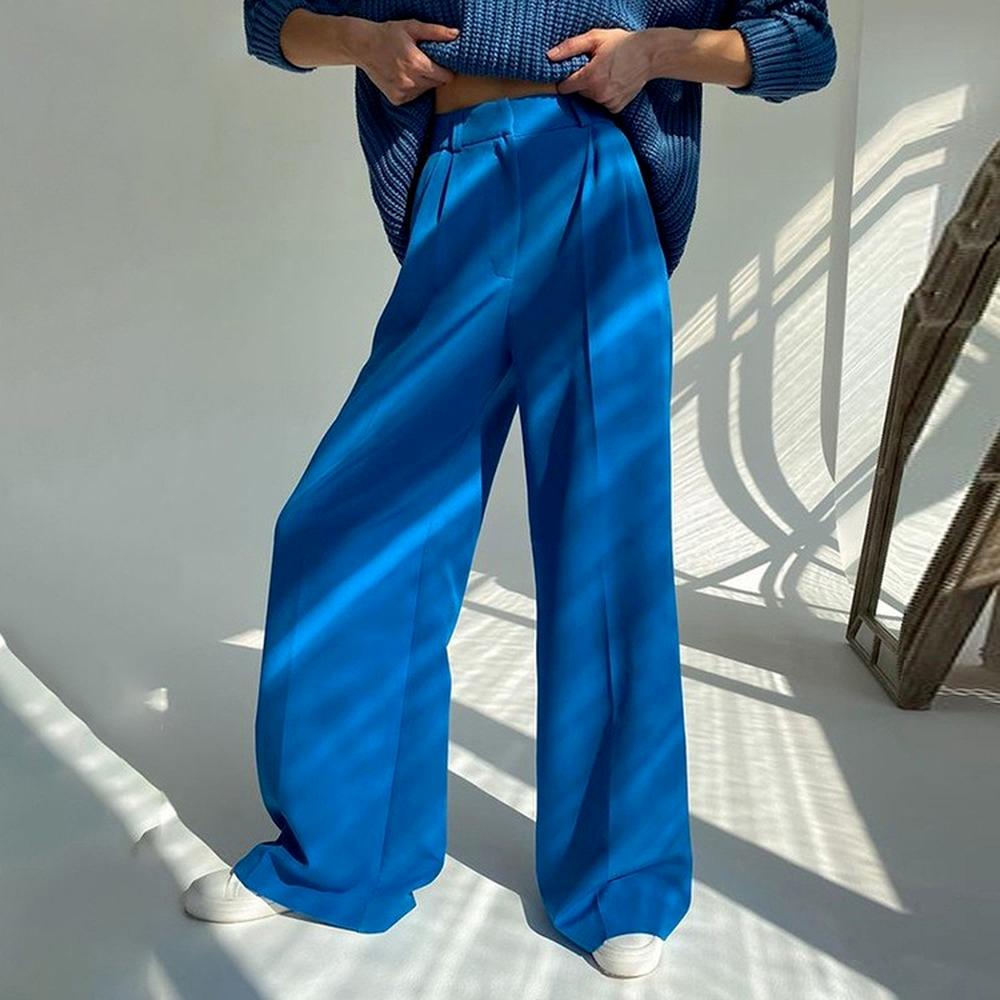 Women'S Pants Fashion Loose Full Length Ladies Trousers Casual High Waist Wide Pants
