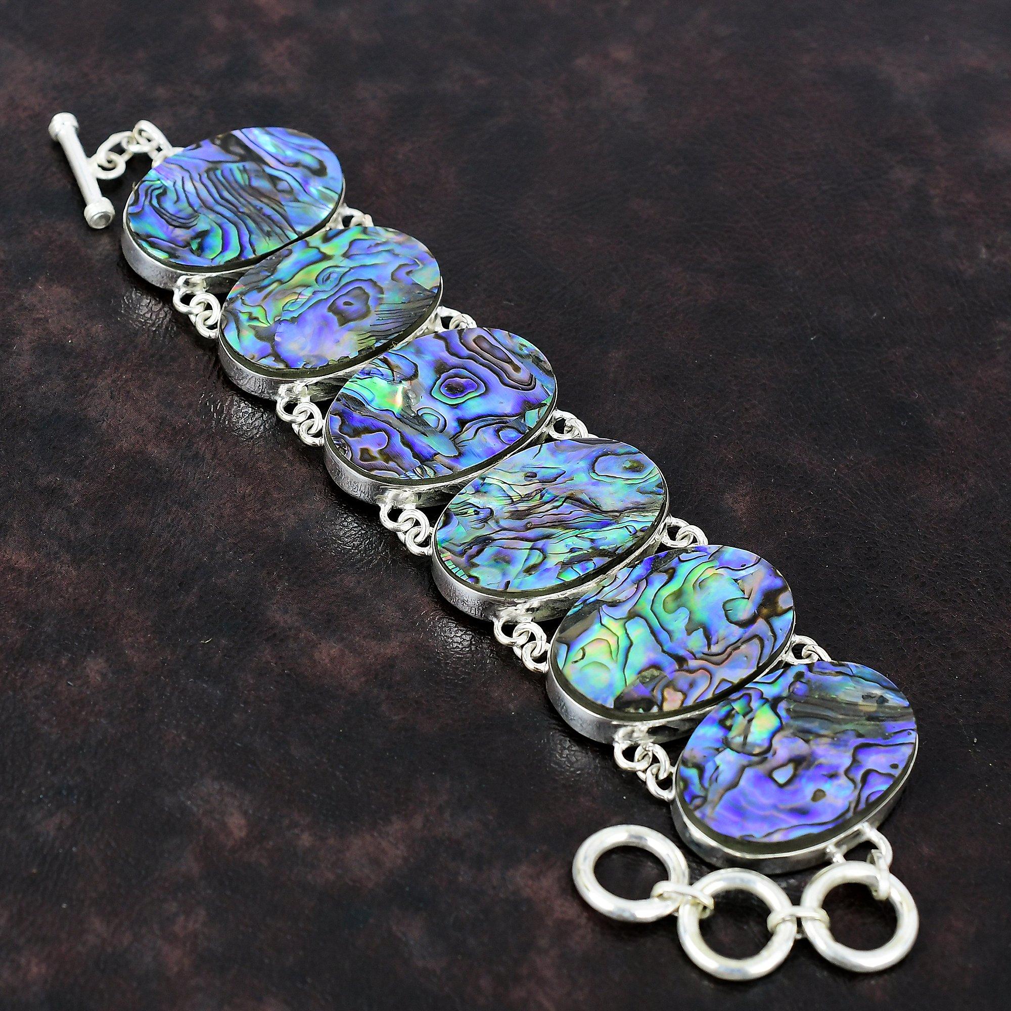 Abalone Shell Bracelet 925 Sterling Silver Bracelet Latest Design Jewelry Adjustable Chain Bracelet Gift For Girl Gemstone Handmade Bracelet