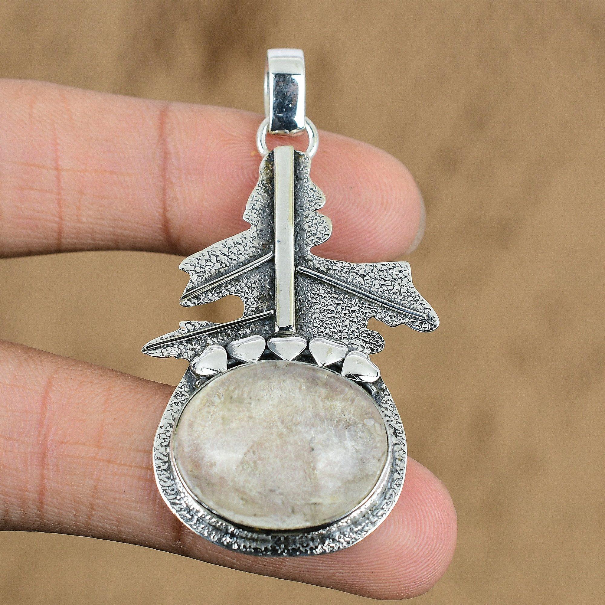 Natural Garden Quartz Gemstone Jewelry 925 Sterling Silver Pendant For Girls