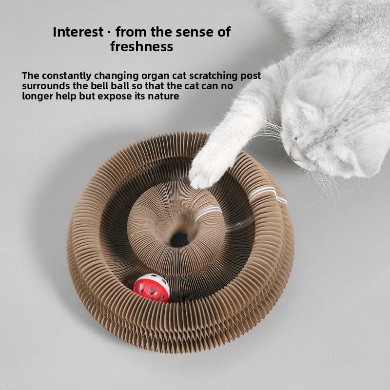 New Magic Cat Scratch Organ Board Cat Toy with Ball Grinding Claw Cat Climbing Frame Kitten Round Corrugated Toy