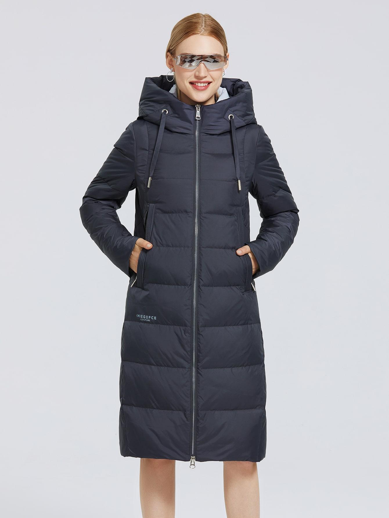 Winter Women'S Long Outdoor Warm Coats, Thickened Knee-Length Hooded Coat Women'S Winter, Long Sleeve Zip-Up Jackets With Pockets, Casual Outerwear