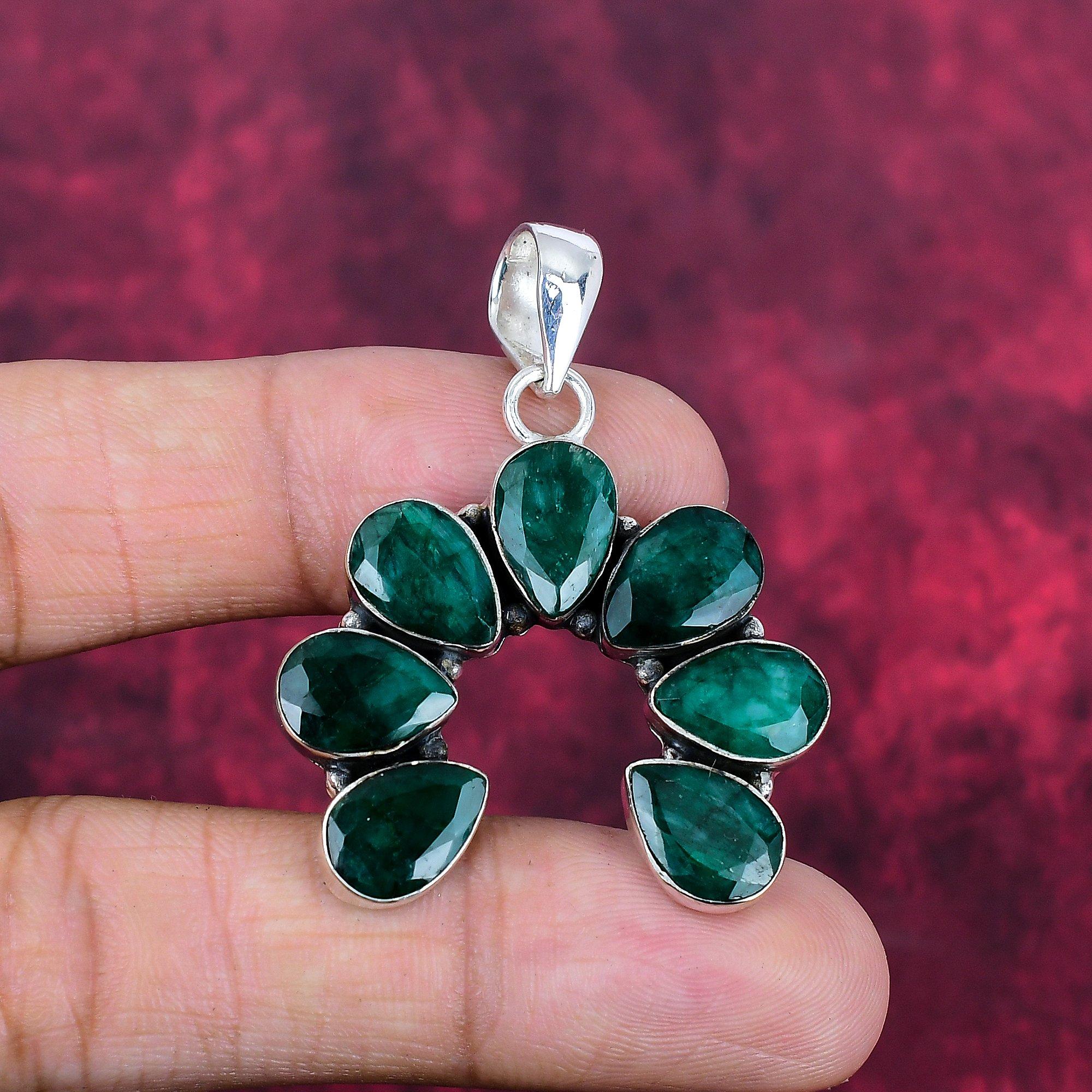 Emerald Pendant, 925 Sterling Silver Pendant Gemstone Jewelry, Handmade Pendant Amazing Jewelry, Gift For Her