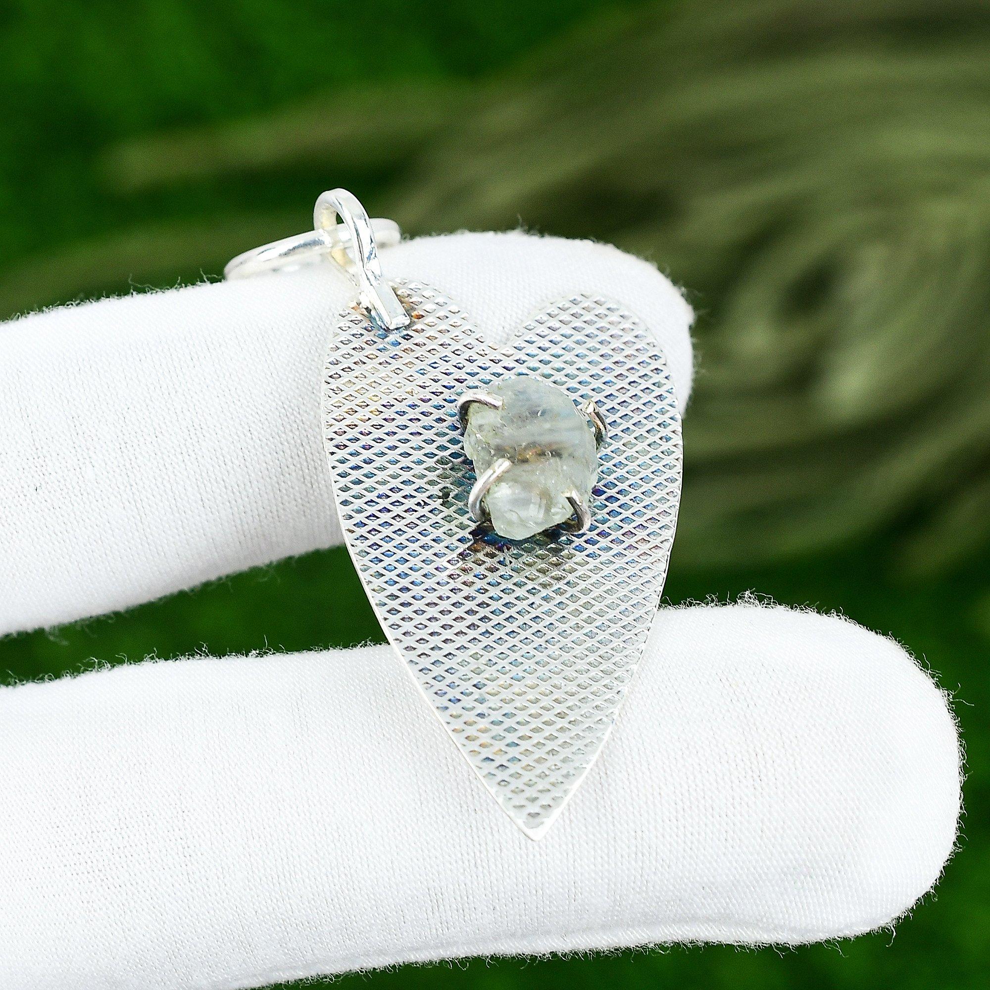 Friendship Day Deal Rainbow Moonstone Rough Stone 925 Silver New Pendant Jewelry