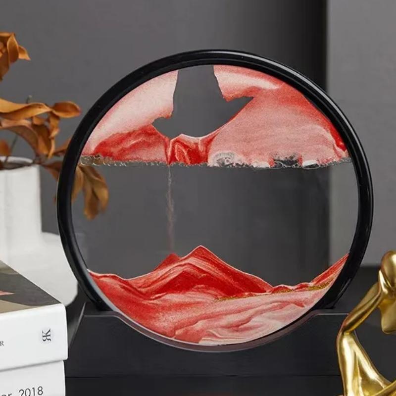 Imagem de arte em areia em movimento 3D, vidro redondo, areia do mar profundo, ampulheta, areia movediça, artesanato, pintura de areia fluida, decoração de escritório e casa, presente