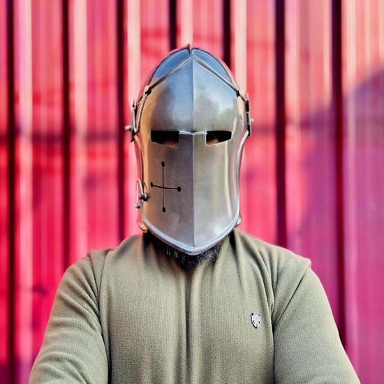 Medieval Barbute Helmet Knight Armor Reenactment Helmet LARP Cosplay Helmet Historical Home Decor