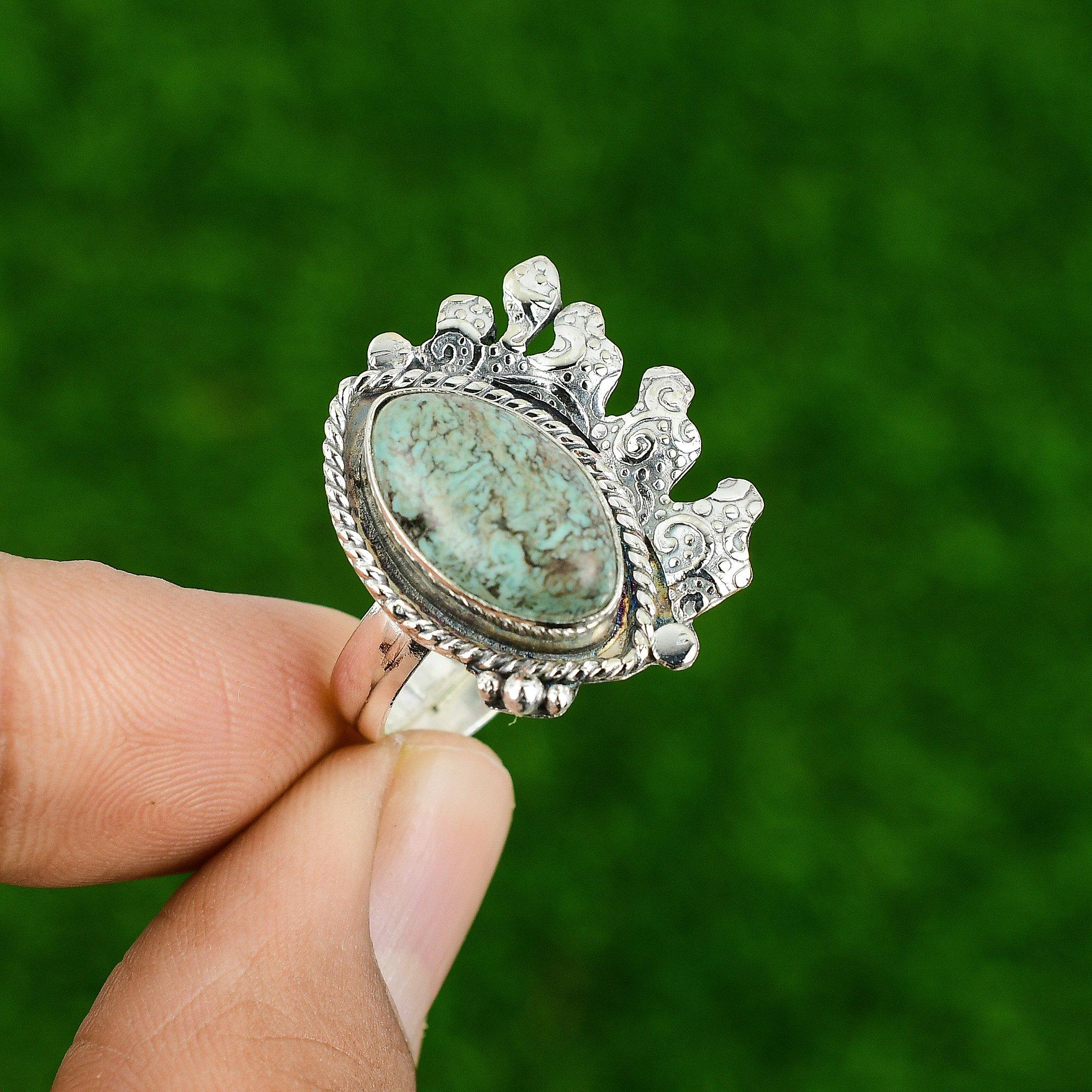 Mothers day Sale 925 Silver Tibetan Turquoise Gemstone Promise Wife Ring Jewelry