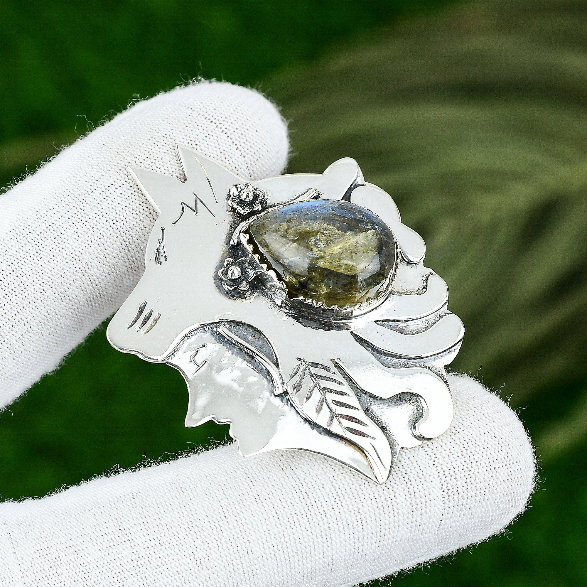 925 Sterling Silver Pear Natural Labradorite Handcrafted Mother Trendy Pendant