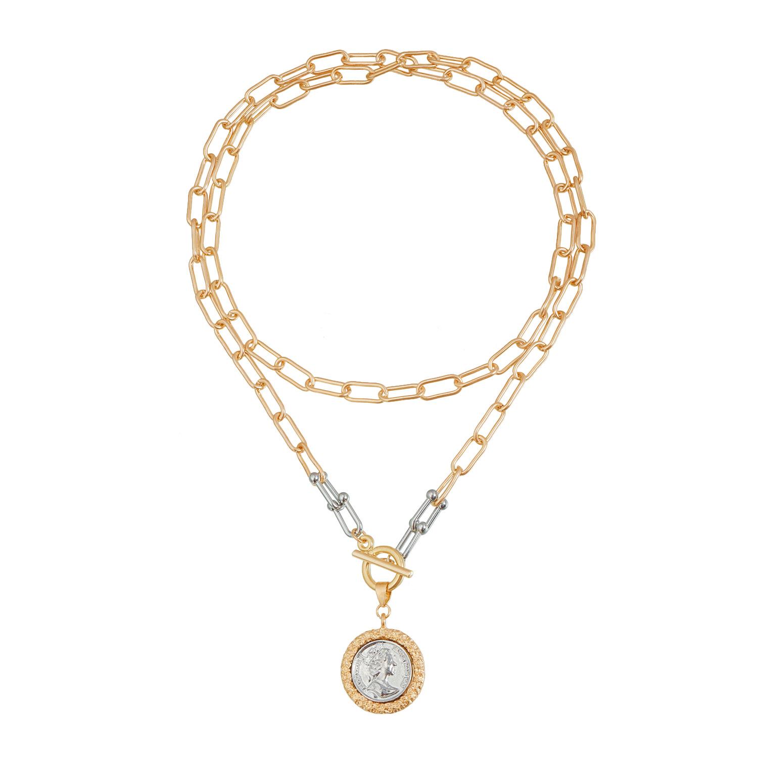 Vintage Coin Pendant Hip Hop Chain Necklace for Women Jewelry Accessories