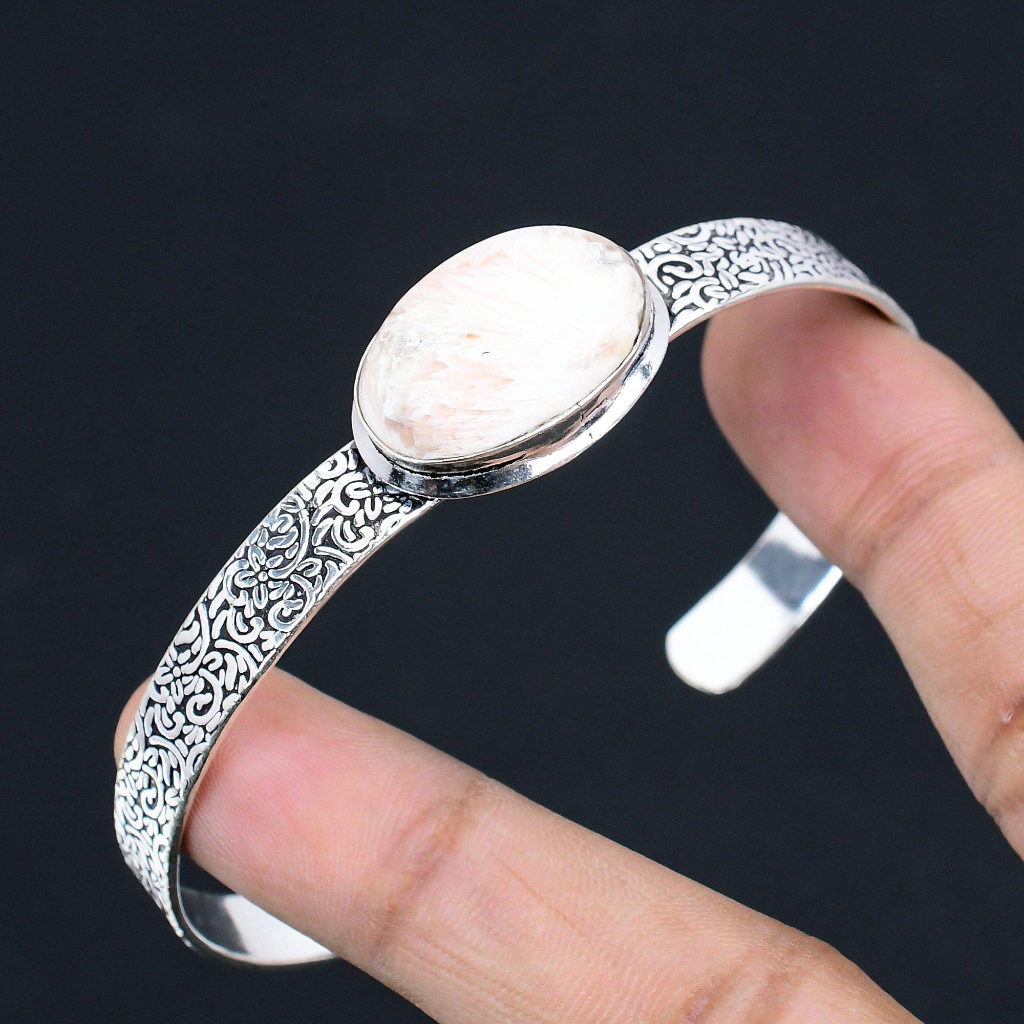 Vente d'Halloween Scolecite Pierre Précieuse Fille Bracelet Tendance Nouveau Argent Sterling 925