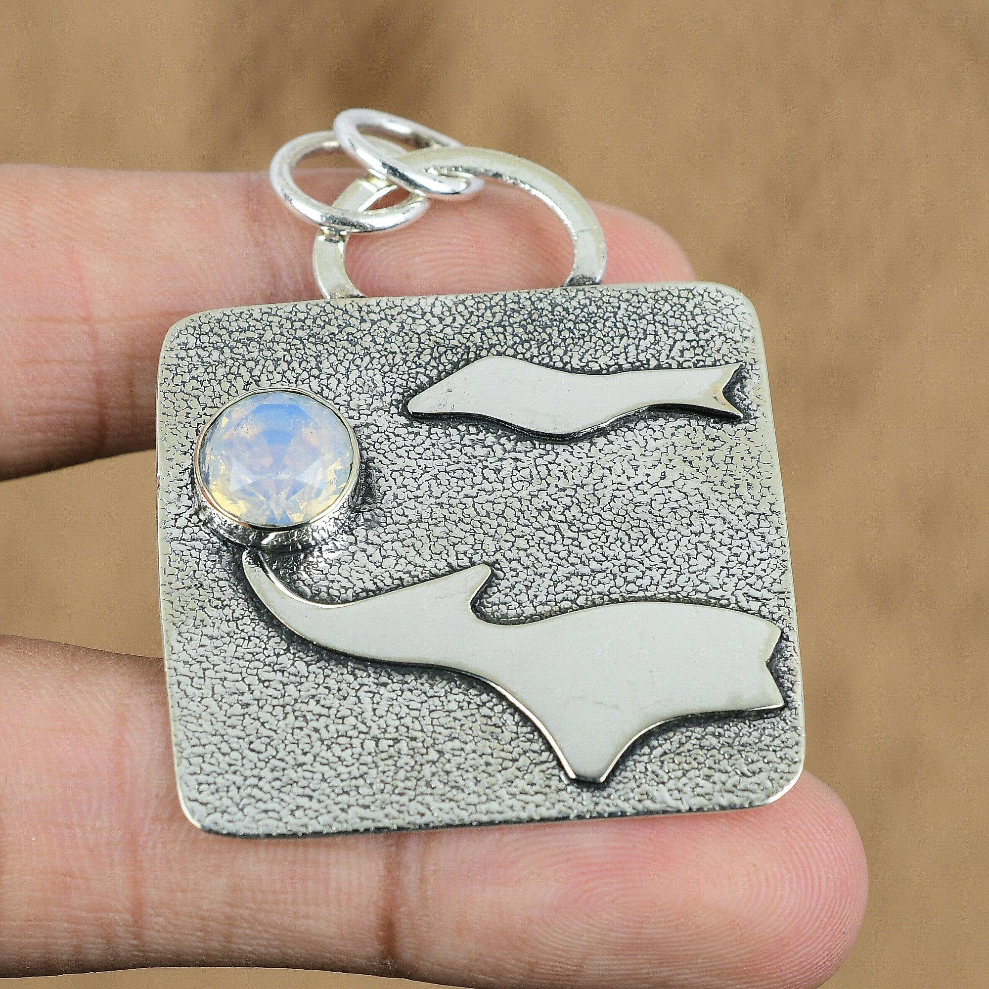 Gift For Women Jewelry Pendant 925 Sterling Silver Natural Milky Opal Gemstone