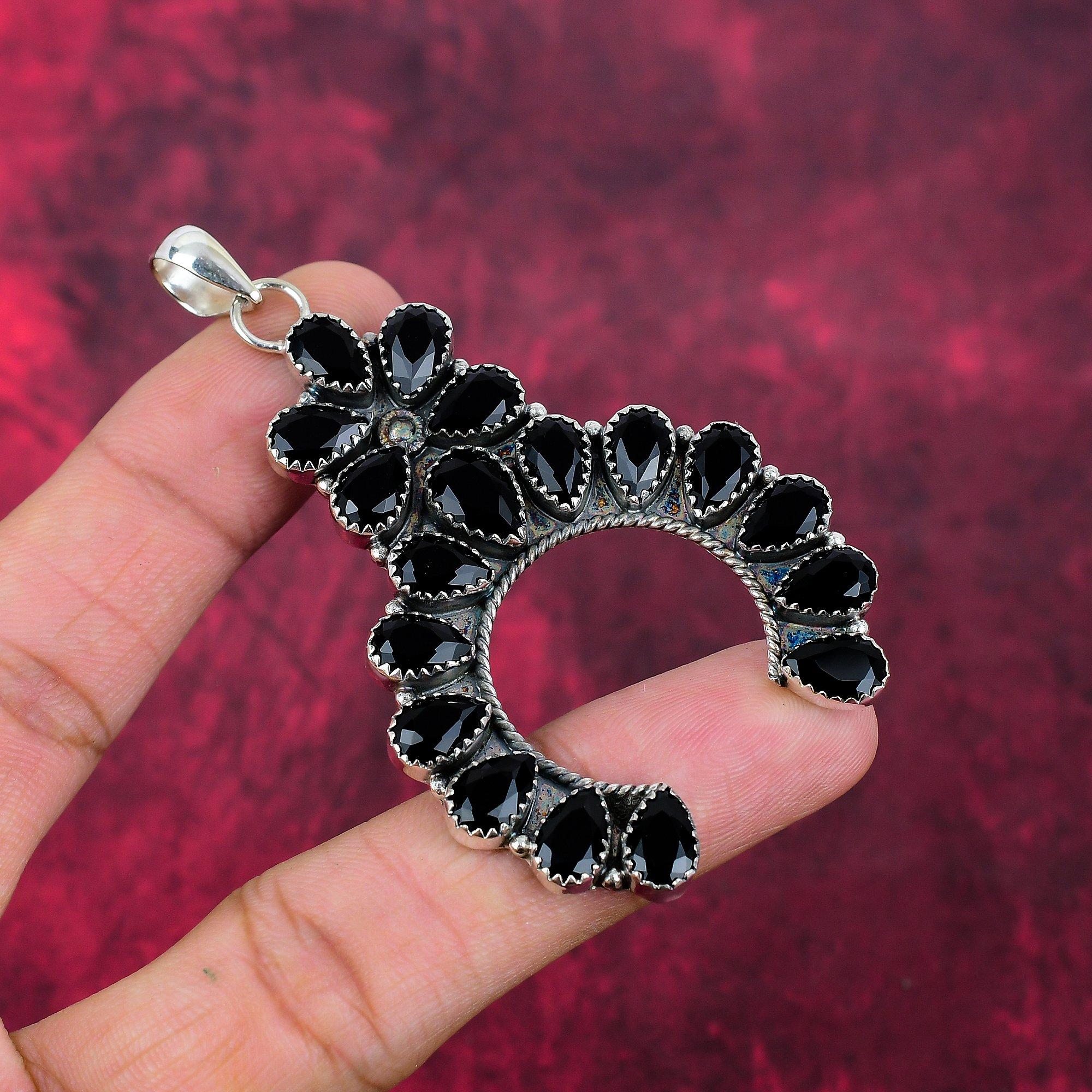 Black Spinel Pendant, 925 Solid Sterling Silver Gemstone Jewelry, Handmade Pendant, For Thanksgiving