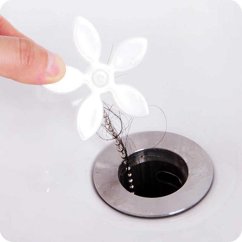 1Pcs Bathroom Pipe Anti-blocking Hair Cleaning Hook Small Flower Shape Sewer Hair Cleaner Dredge