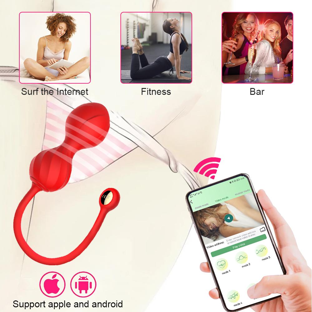 Wireless APP Remote Control Vibrators for Women Clitoris Nipple Stimulator Bluetooths Kegel Ball Sex Toy Female for Adult Couple
