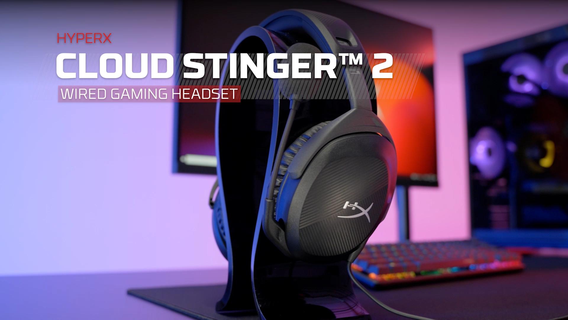 HyperX Cloud Stinger 2 Gaming Headset DTS Headphone Lightweight Over-Ear Headset with mic Swivel-to-Mute Function 50mm Drivers PC Compatible