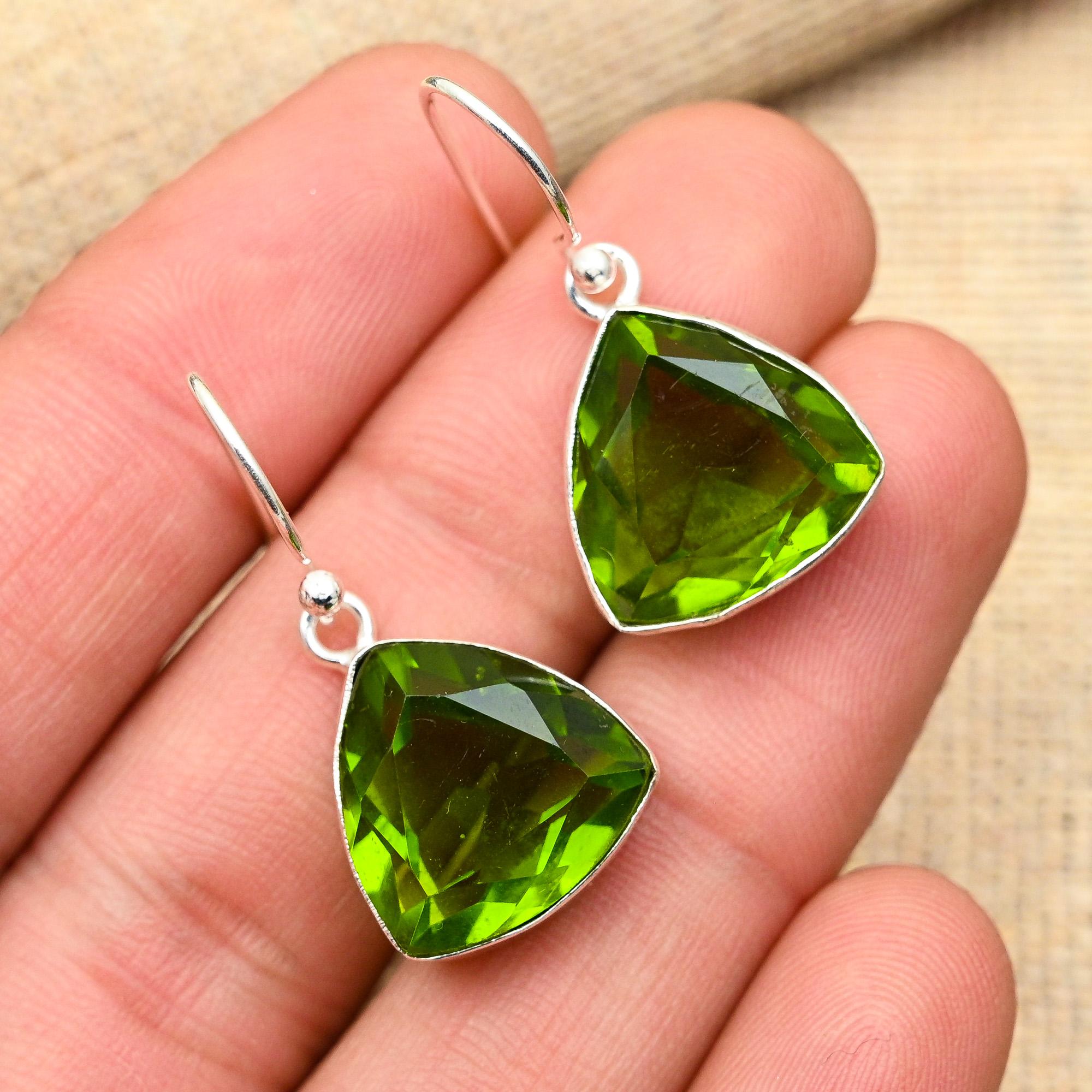 Peridot Gemstone Handmade 925 Solid Sterling Silver Jewelry Earrings For Women