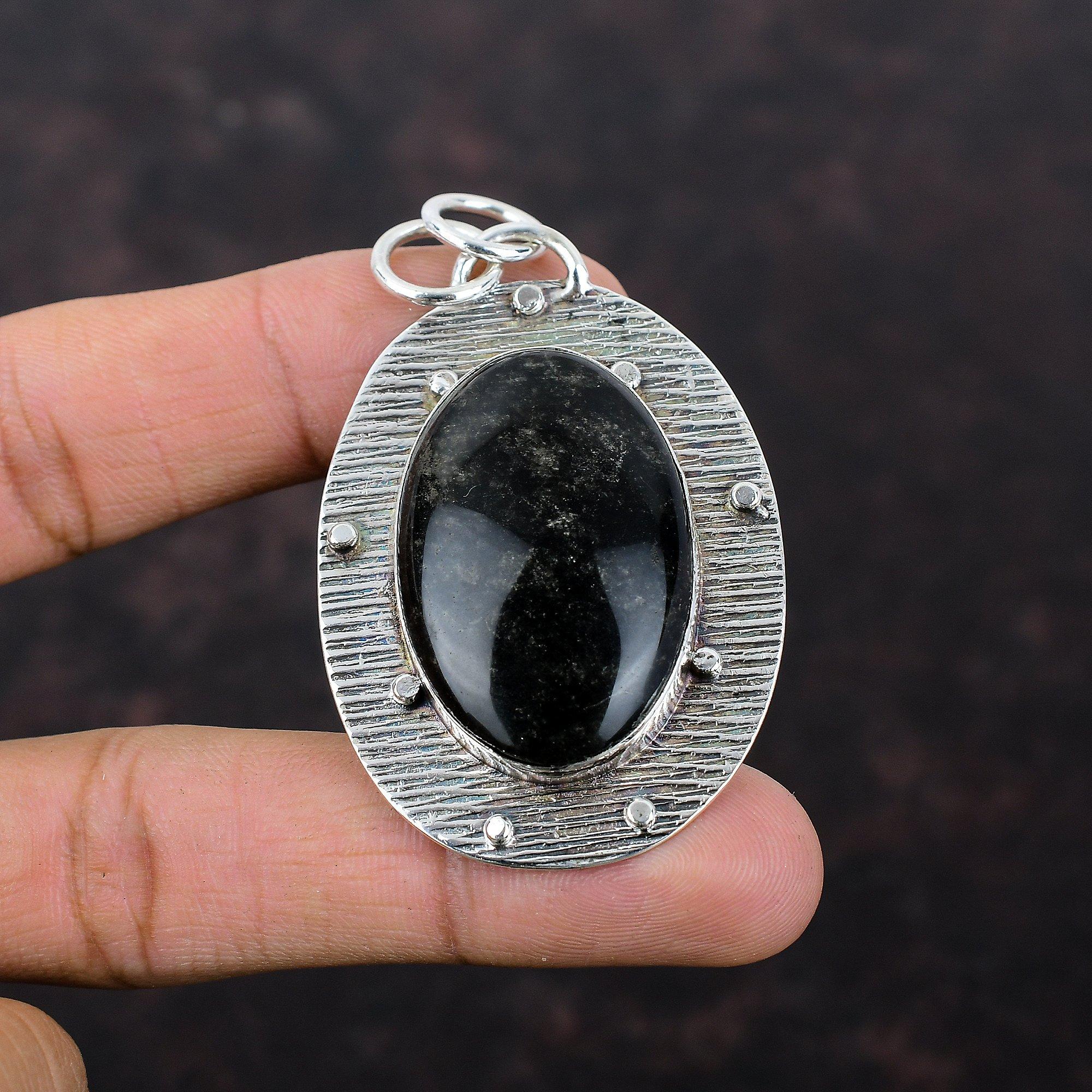 Silver Sheen Obsidian Pendant Handmade Designer Jewelry 925 Sterling Silver Pendant Real Gemstone Jewelry Gift For Mom Dainty Silver Pendant