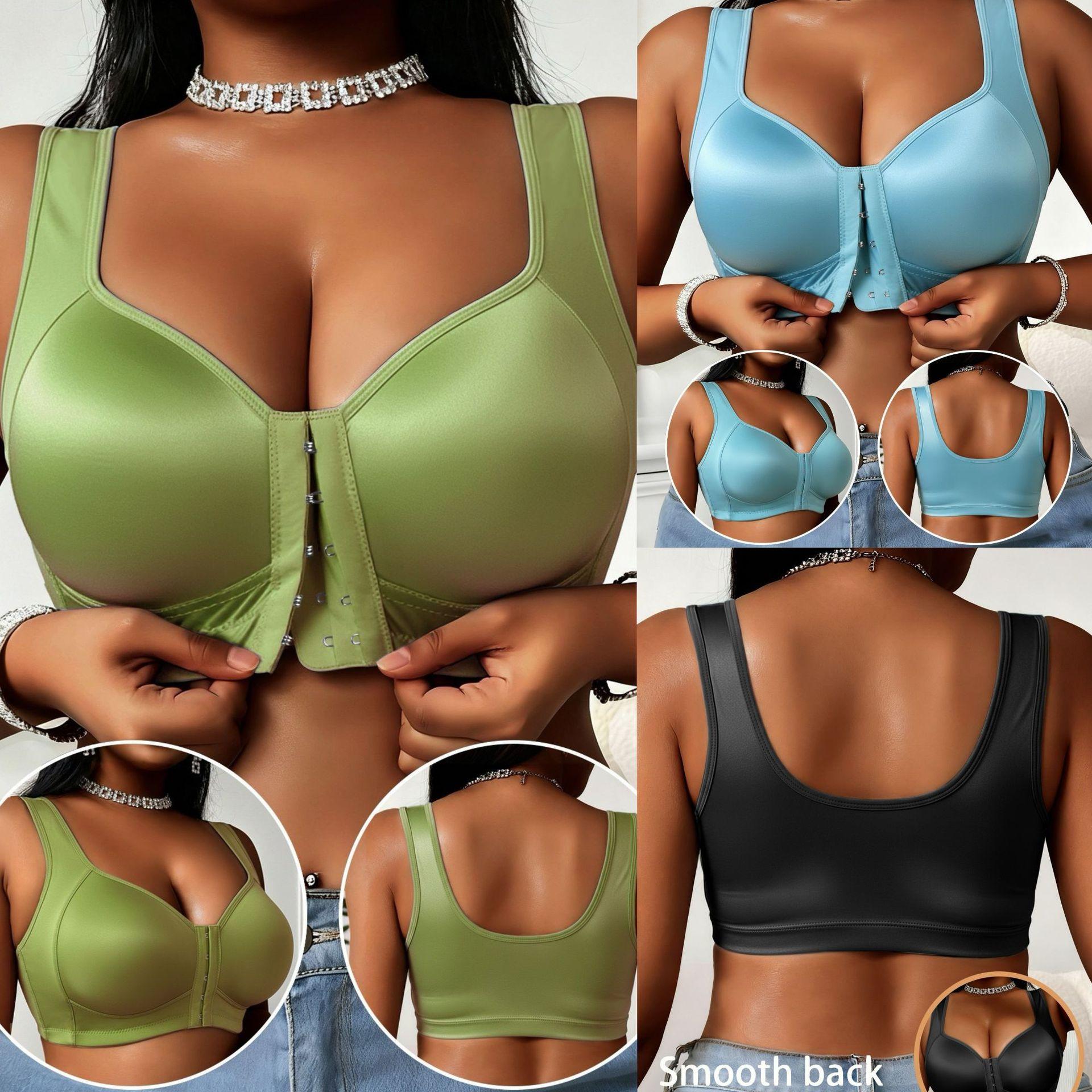 Large Front Breasted Smooth Vest Style Bra for Women, Sports Bra with Gathered and Gathered Accessory Breasts To Prevent Sagging and Wrap Around