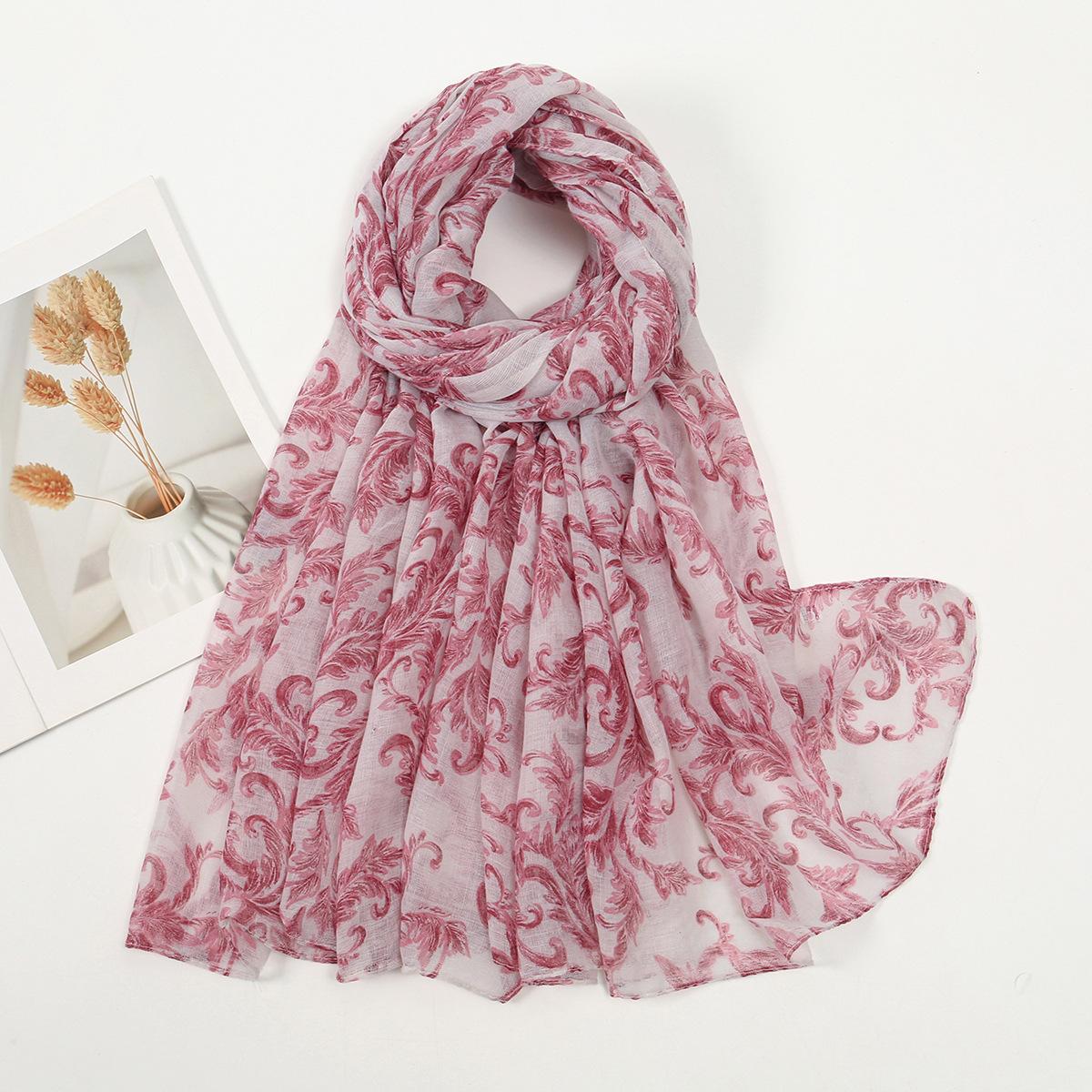 Phoenix tail Printed Hijab Scarf Woman Muslim Shawl Summer Breathable Headwrap Islamic Turban Headscarf