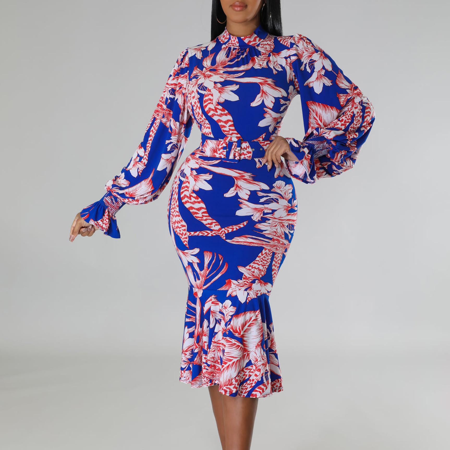 Plus Size Women's Dress Spring and Autumn Fashion Half-high Neck Long-sleeved OL Hip Pencil Dresses