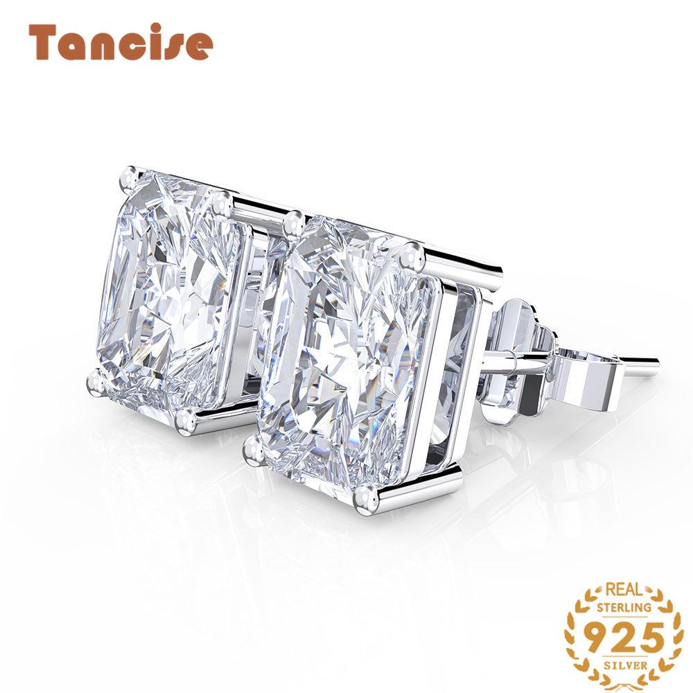 Tancise Jewelry Прямокутні Скошені Автомобіль Квітка 5*7 Прості Безкаркасні Інкрустовані Маленькі Сережки Сережки Особистість