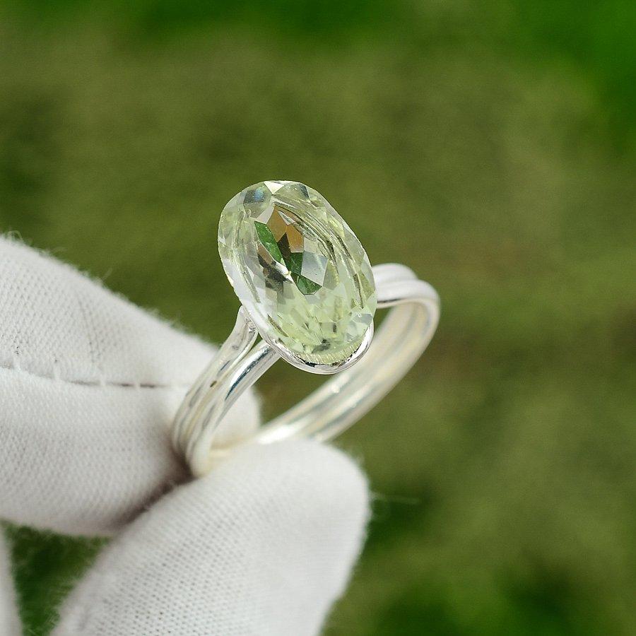 Sisters Day Deal Green Amethyst Gemstone Sterling Silver Ring Jewelry Size 9.25