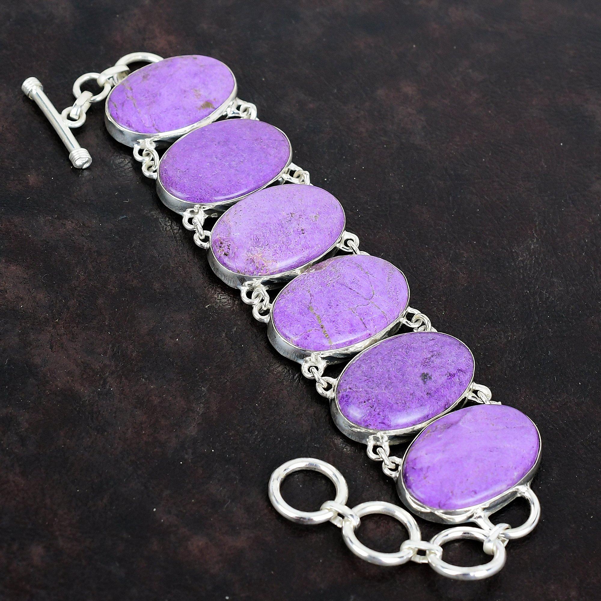 Purpurite Bracelet Gemstone Bracelet Antique Jewelry 925 Sterling Silver Bracelet Adjustable Chain Bracelet Handmade Jewelry Gifts for Wife