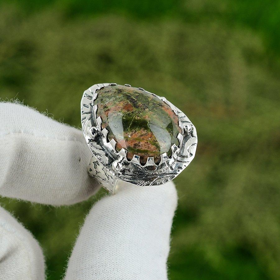 Sisters Day Sale Unakite Stone Stackable Ring Jewelry 925 Sterling Silver US 8.5