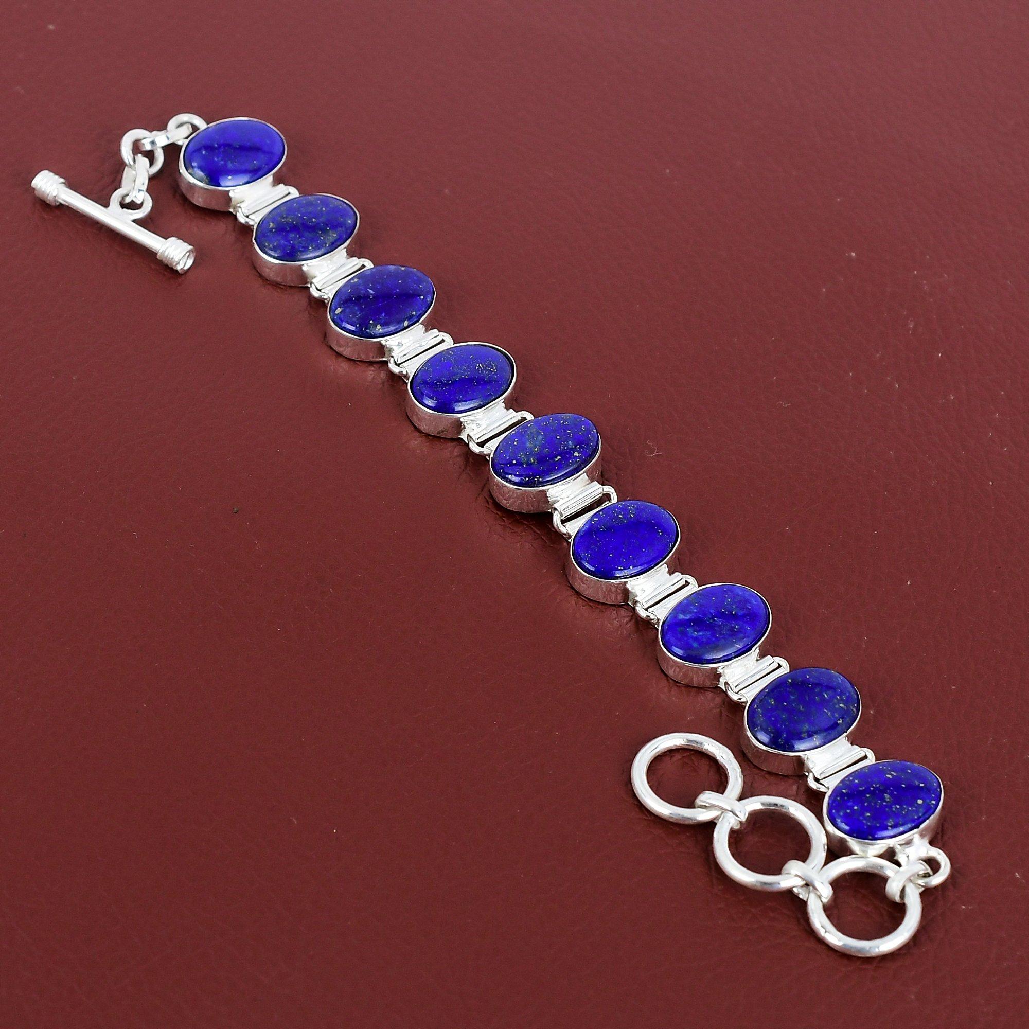 Lapis Lazuli Bracelet Genuine Gemstone Bracelet Handmade Unique Jewelry 925 Sterling Silver Bracelet Adjustable Chain Bracelet Gifts For Him