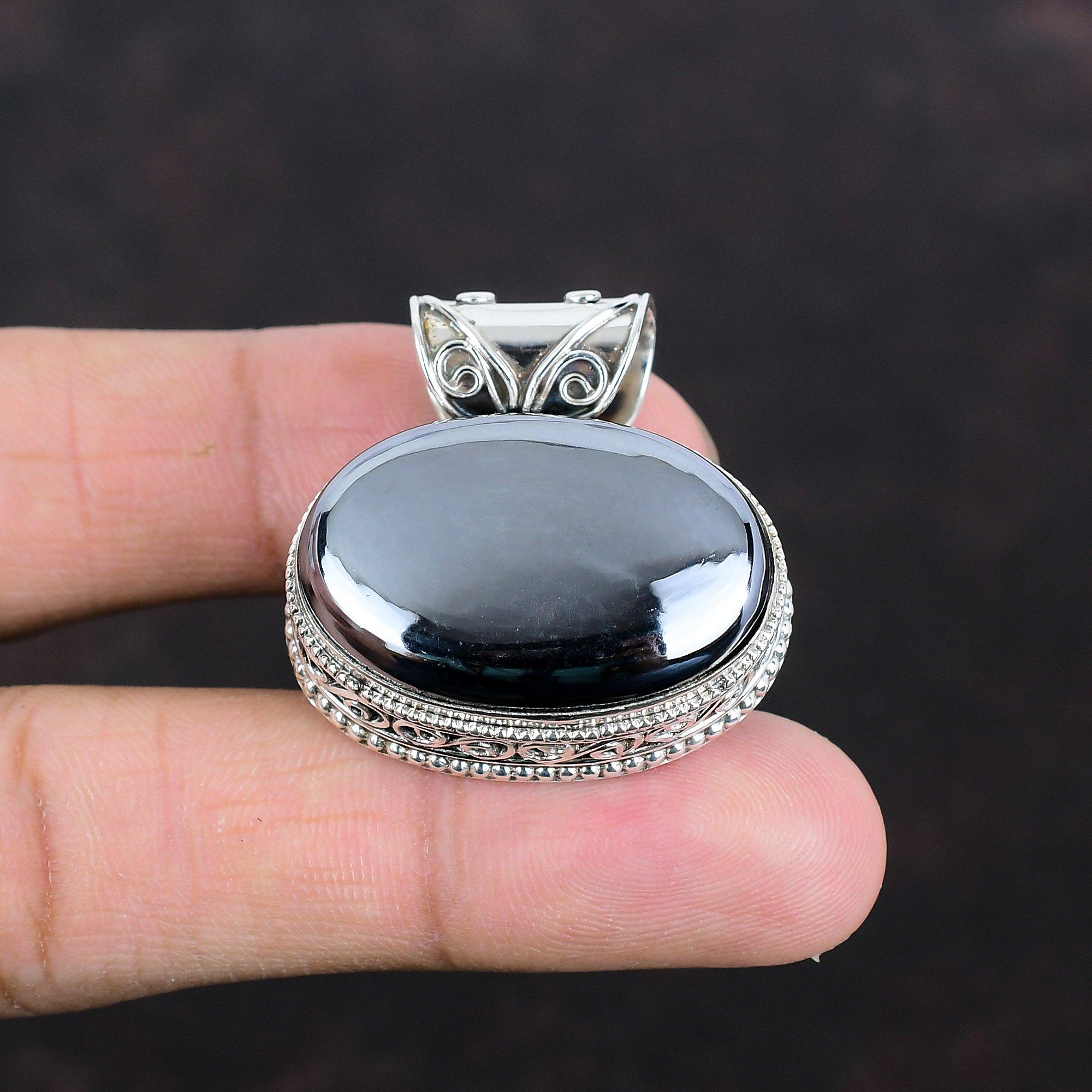 Shungite Pendant Genuine Gemstone Pendant 925 Sterling Silver Pendant Handmade Jewelry Dainty Vintage Pendant Gifts For Mom Amazing Jewelry