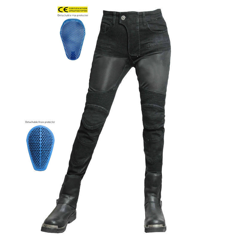 VOLERO+JES-4+Džínové jezdecké kalhoty na motorku+Prodyšné kalhoty na ochranu proti pádu na motocyklu pro ženy Knight Mesh