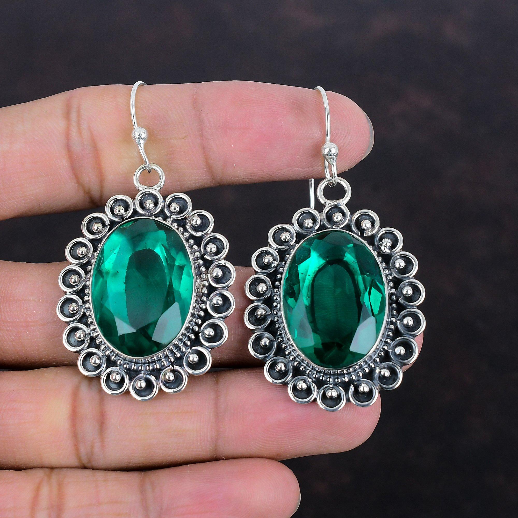 Faceted Chrome Diopside Earring 925 Sterling Silver Earring Handmade Jewelry Unique Style Earrings Gifts For Women Awesome Gemstone Jewelry