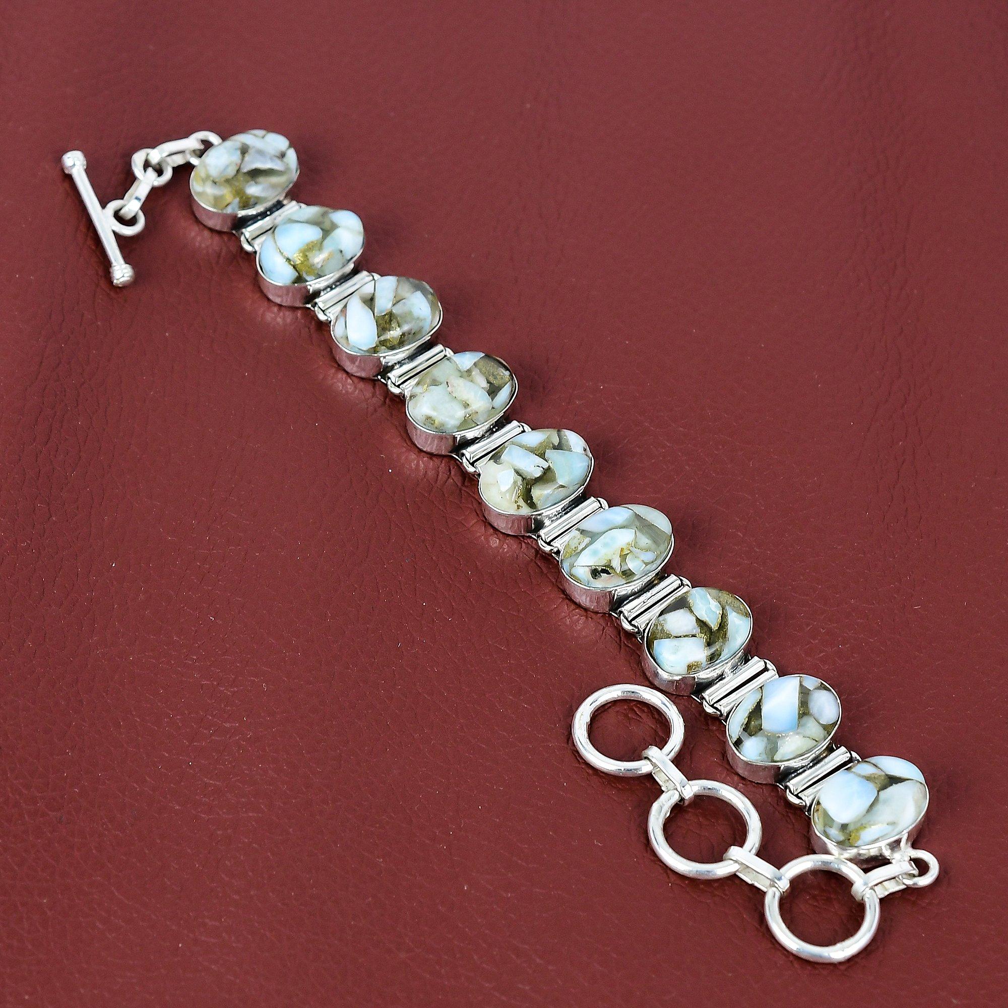 Copper larimar bracelet 925 sterling silver bracelet adjustable chain bracelet top quality gemstone jewelry handmade bracelet gifts for mom