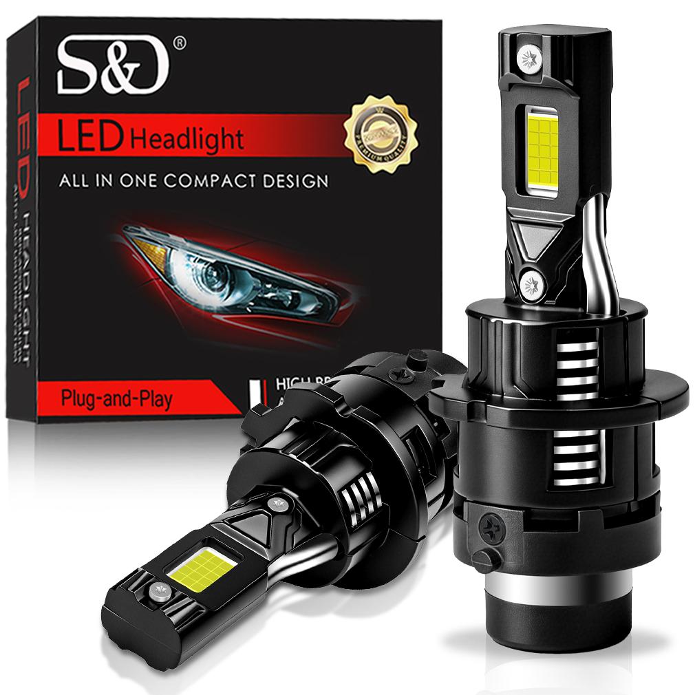 2 Stück 60000Lm D2S D4S LED Auto Scheinwerfer Birnen D2R D4R LED Auto Licht Hohe Leistung 200W 1:1 Plug-and-Play 30-Kern CSP-Chips Turbo-Lampe 6000K Weiß