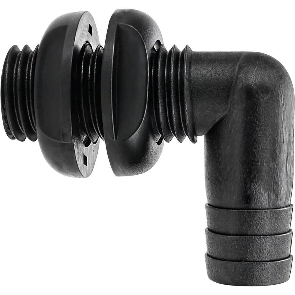 90 Degree Thru Hull Connector Fitting 3/4 Inch Boat Plumbing Bilge Pump Deck Drain, Easily Install Spare Parts Accessory for Ship Boat Yachts (Black)