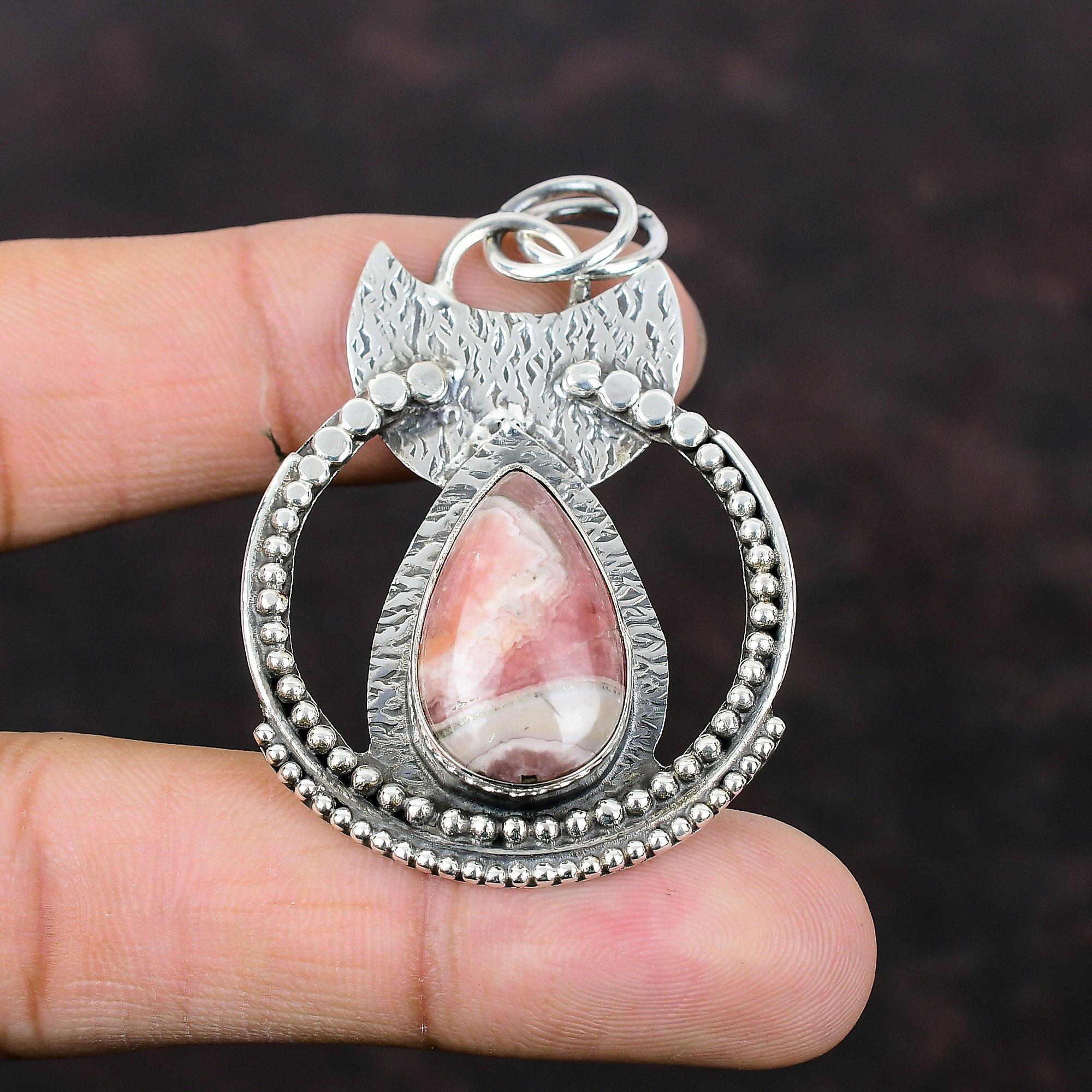 Rhodochrosite Pendant Handmade Designer Jewelry 925 Sterling Silver Pendant Very Pretty Gemstone Jewelry Unique Design Pendant Gift For Girl