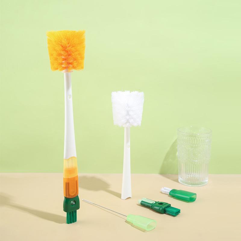 Brosse à tasse multifonctionnelle 5 en 1, brosse à tasse à carotte à long manche, brosse à bouteille, brosse de nettoyage de rainure de couvercle de tasse, brosse à paille