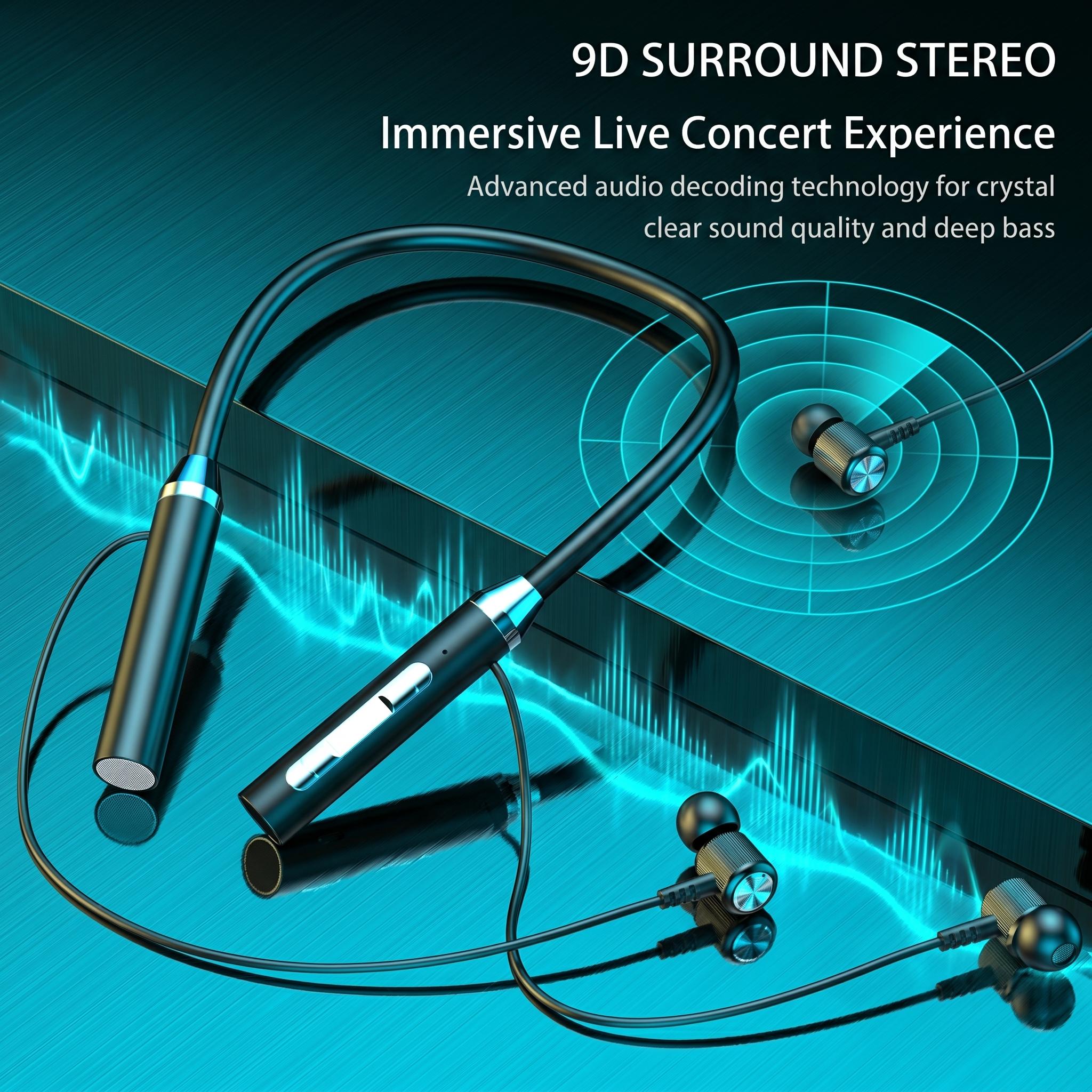Wireless Bluetooth 5.2 Neckband Earphones Magnetic Sports Waterproof TWS Earbuds Blutooth Headset With Microphone Mic