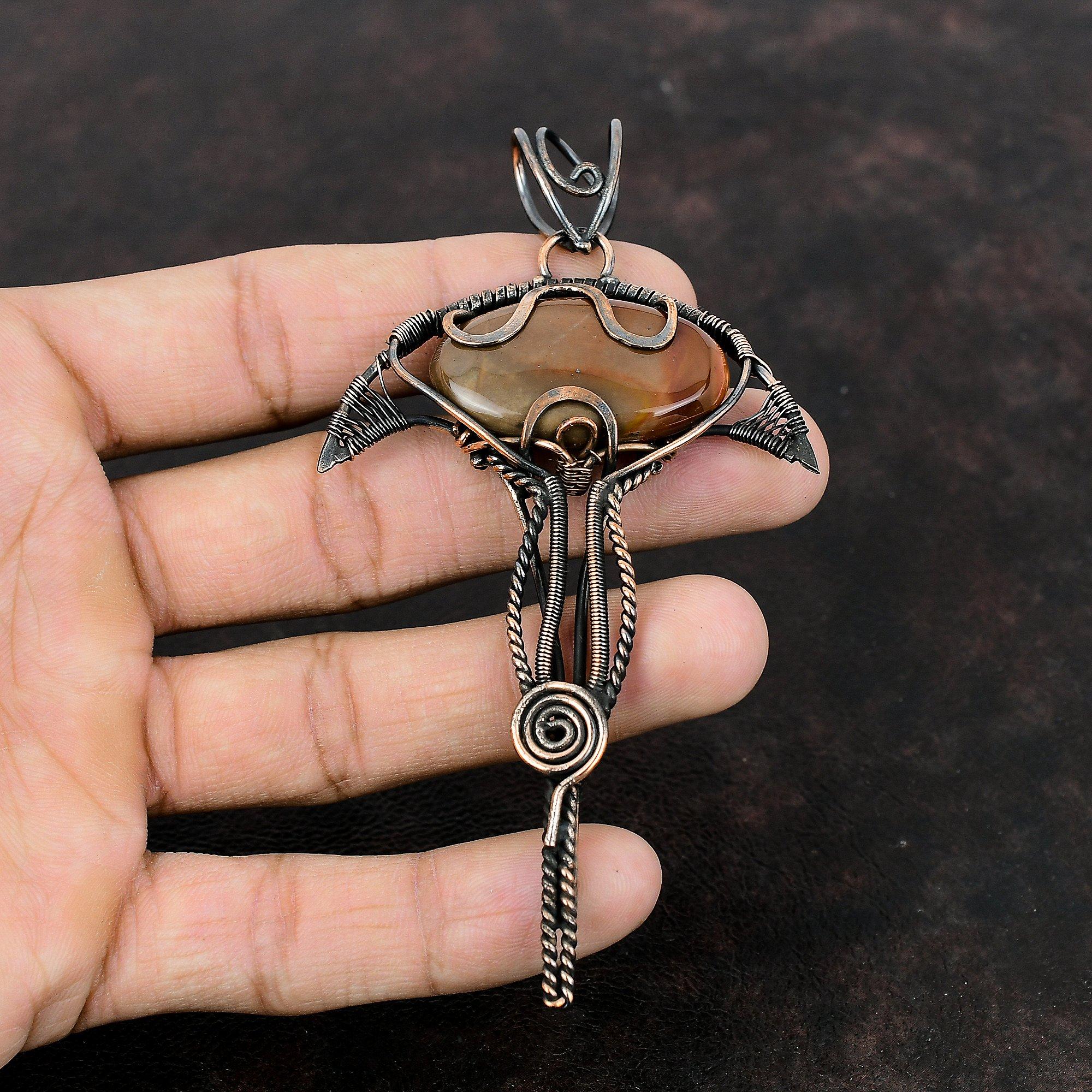 Red Jasper Pendant Copper Wire Wrapped Pendant Handmade Pendant Natural Gemstone Jewelry Brand New Pendant Copper Wire Jewelry Wedding Gift