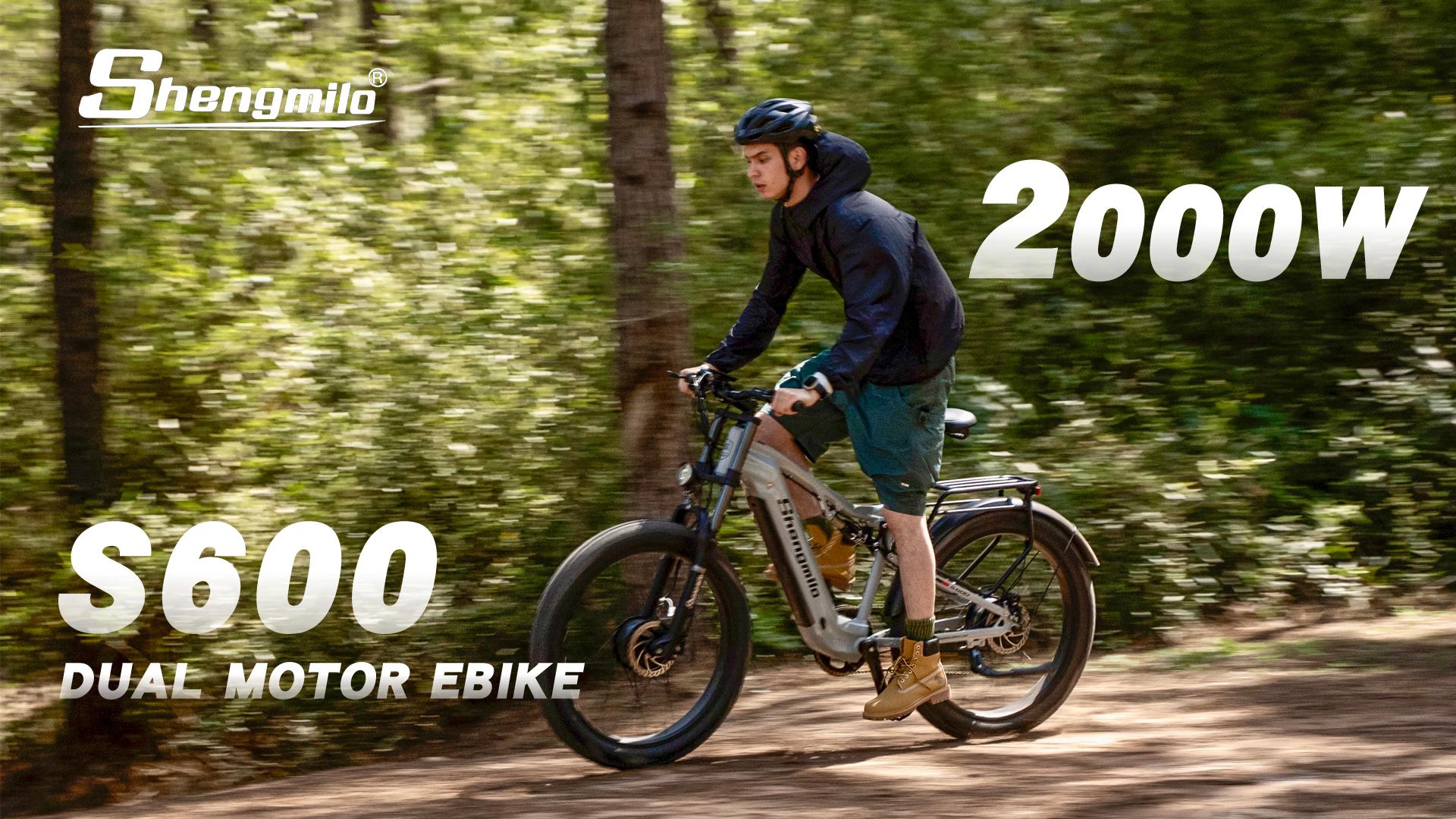 Powerful 2000W Electric Bike for Adults - Shengmilo S600 Full Suspension Off-Road Mountain Bike with 26" Fat Tyres