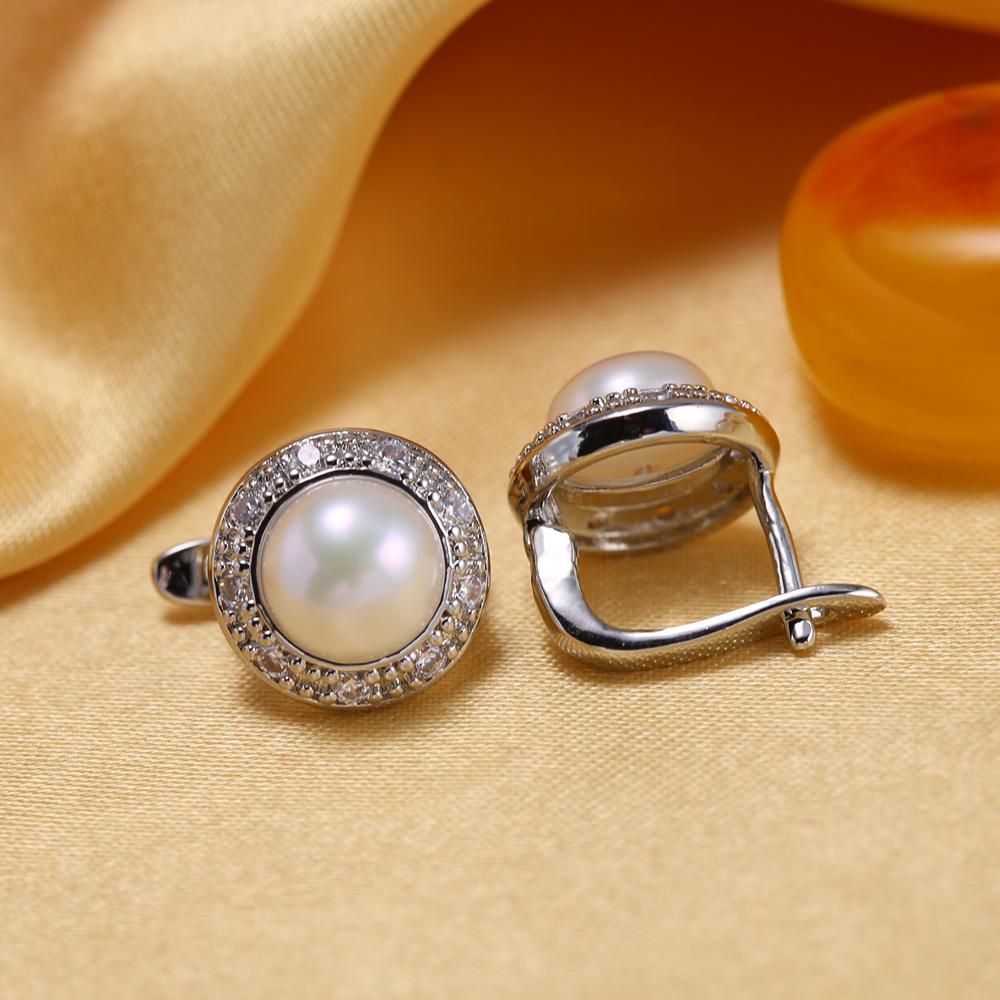 seniko 8–9 mm natürliche Süßwasserperlen-Ohrringe, modische Zirkonia-Clip-Ohrringe für Frauen und Mädchen, Geschenk
