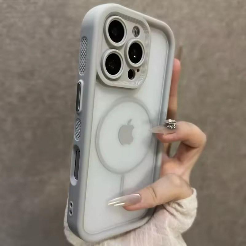 Trendy 2 in 1 Skin Feel Phone Case for iPhone 17air 16 15 14 12 13 Pro Max Plus MagSafe Wireless Charging Shockproof Protection