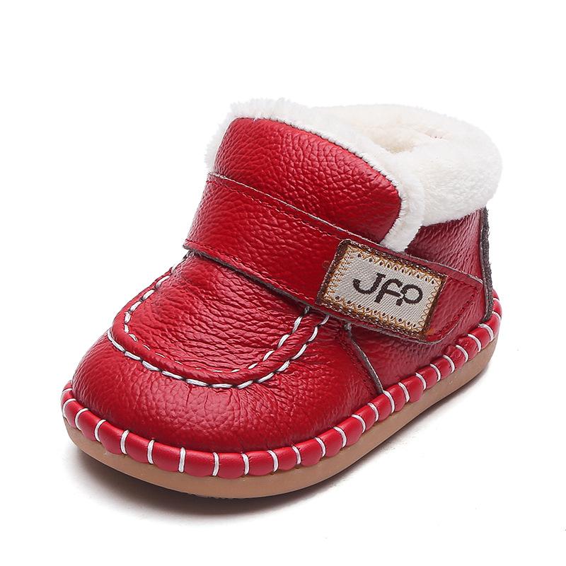 Botas de nieve para bebés y niños pequeños, botas de invierno para bebés y niños, cálidas, de felpa, con suela suave, de cuero genuino, zapatos para niños al aire libre
