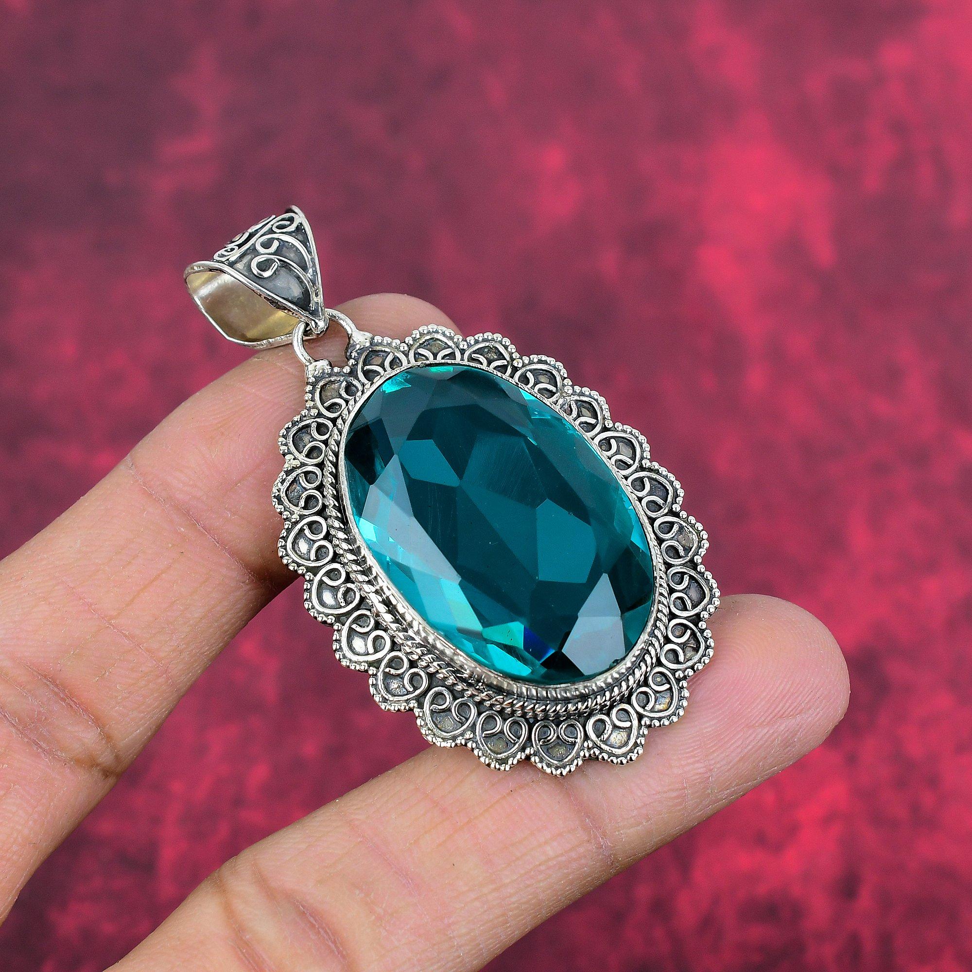 Indigolitt Turmalin Anheng, 925 Massivt Sterlingsølv Smykker, Edelstenssmykkeanheng, Håndlaget Bryllupsgavesmykke