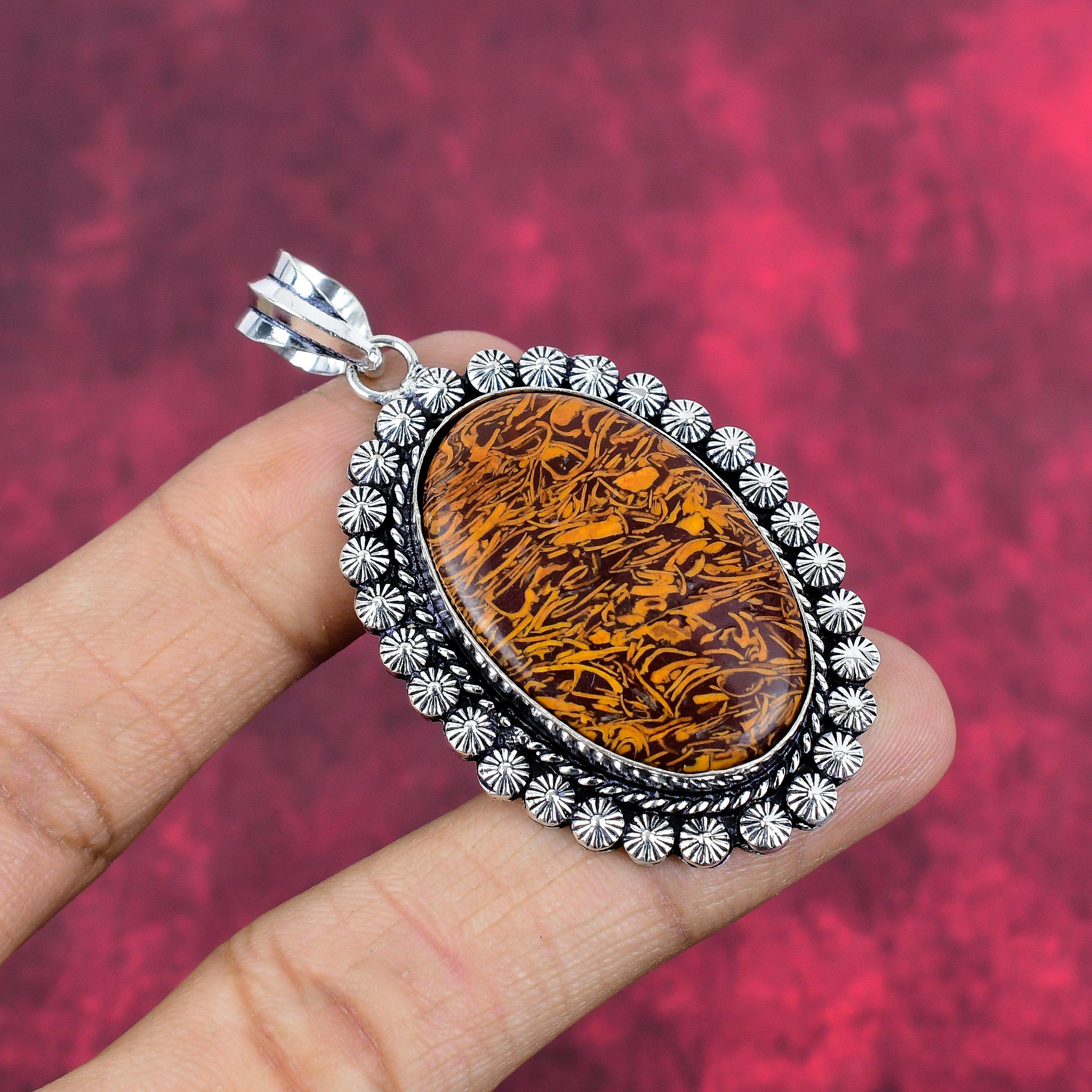 Mariam Jaspis Schmuck, 925 Massiv Sterlingsilber Anhänger Handgefertigter Edelsteinschmuck, Geschenke für Ehefrau Brandneuer Anhänger