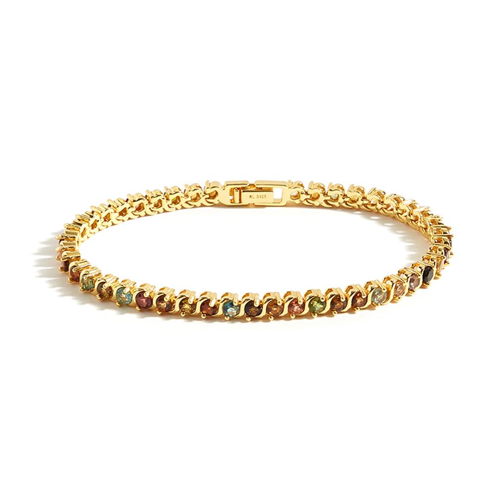 Luxury Rare Multi-colored Natural Tourmaline Bracelet S925 Silver Noble Light Luxury Women Engagement & Banquet Wear Gifts