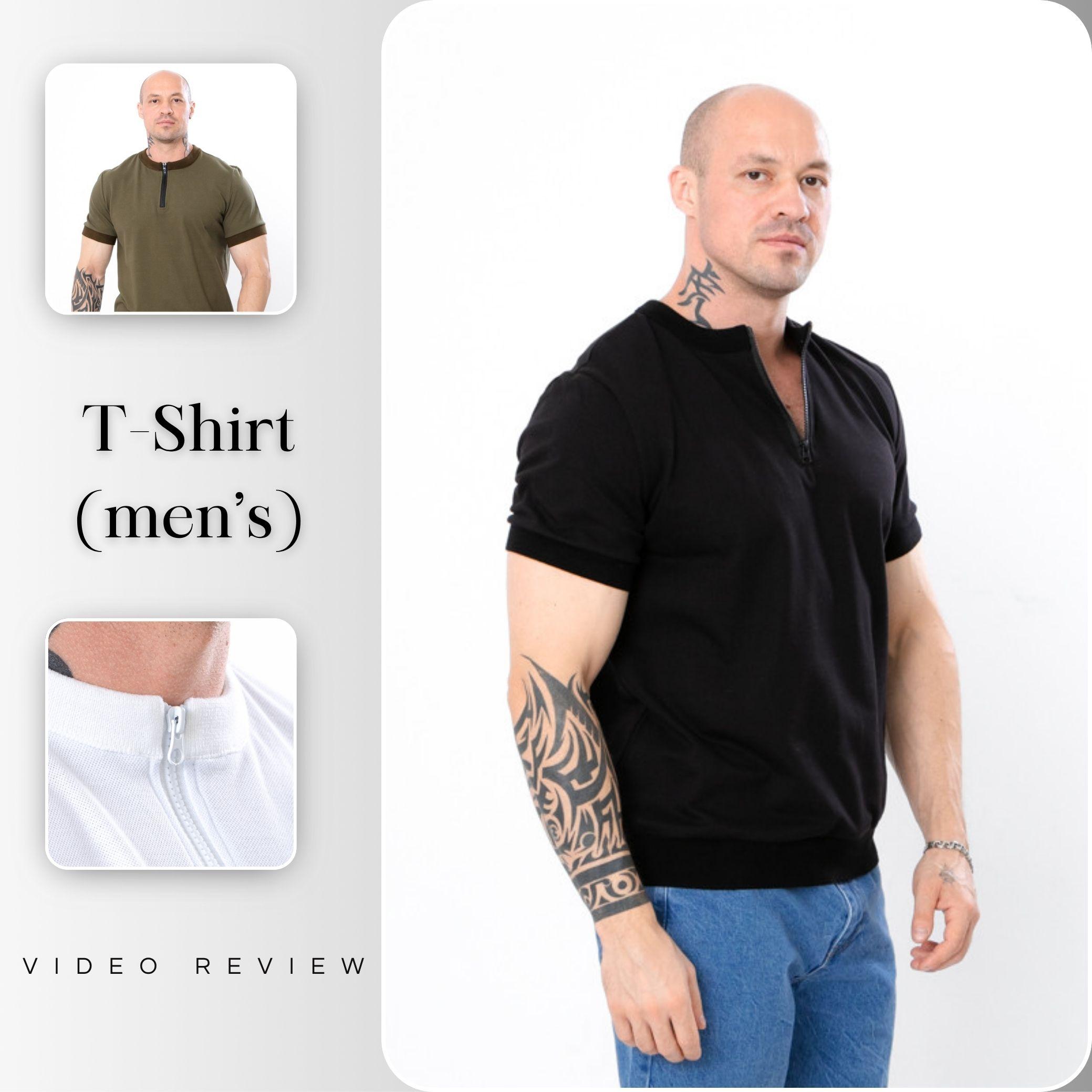 Men’s Basic Tee – Soft Durable Fabric with Zipper & Elastic Cuffs, Summer, 8404-091 HC